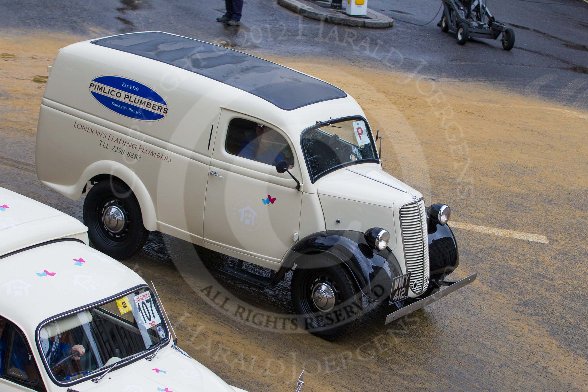 Lord Mayor's Show 2012: Entry 107 - Pimlico Plumbers..
Press stand opposite Mansion House, City of London,
London,
Greater London,
United Kingdom,
on 10 November 2012 at 11:54, image #1510