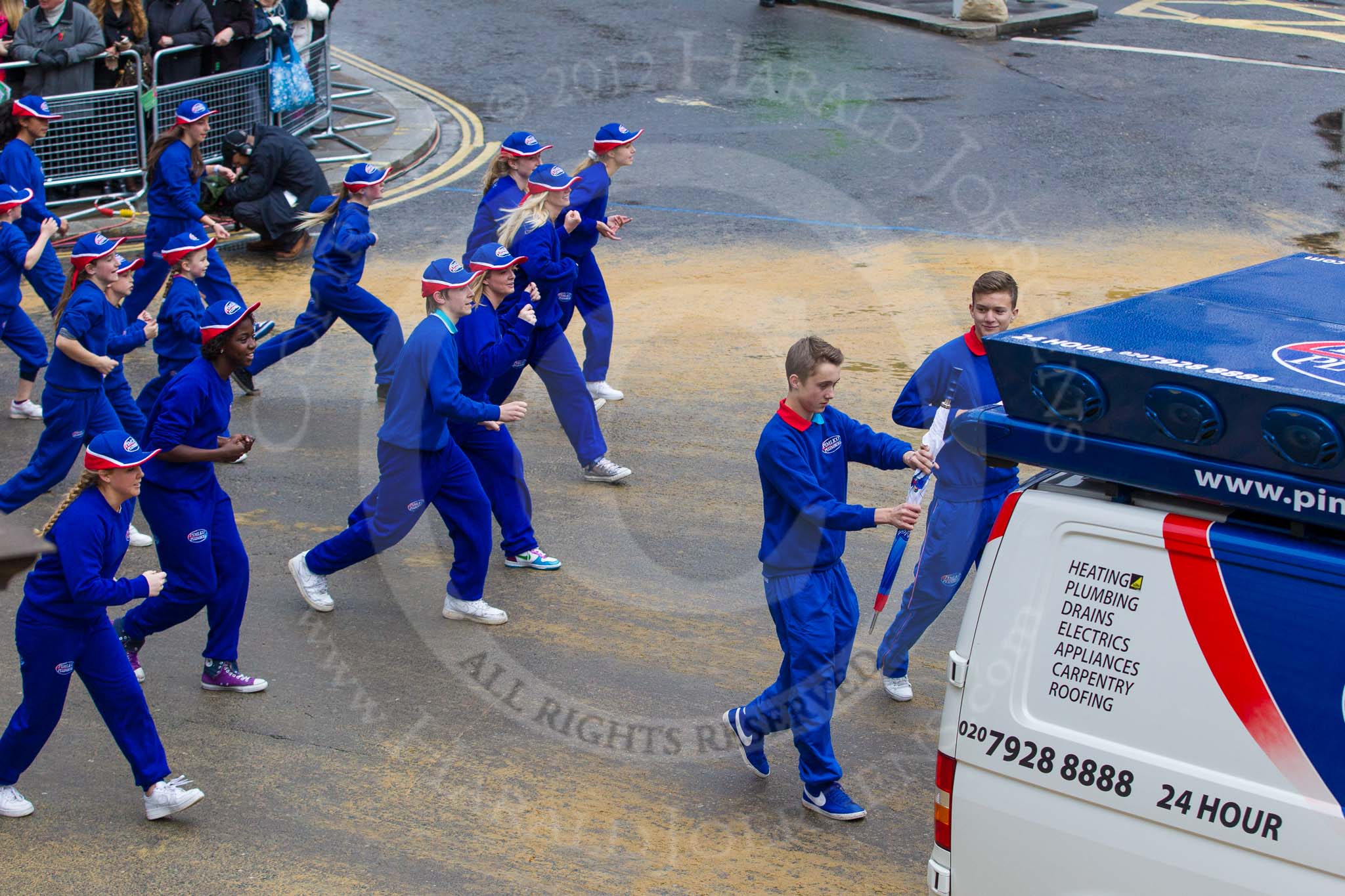 Lord Mayor's Show 2012: Entry 107 - Pimlico Plumbers..
Press stand opposite Mansion House, City of London,
London,
Greater London,
United Kingdom,
on 10 November 2012 at 11:54, image #1513