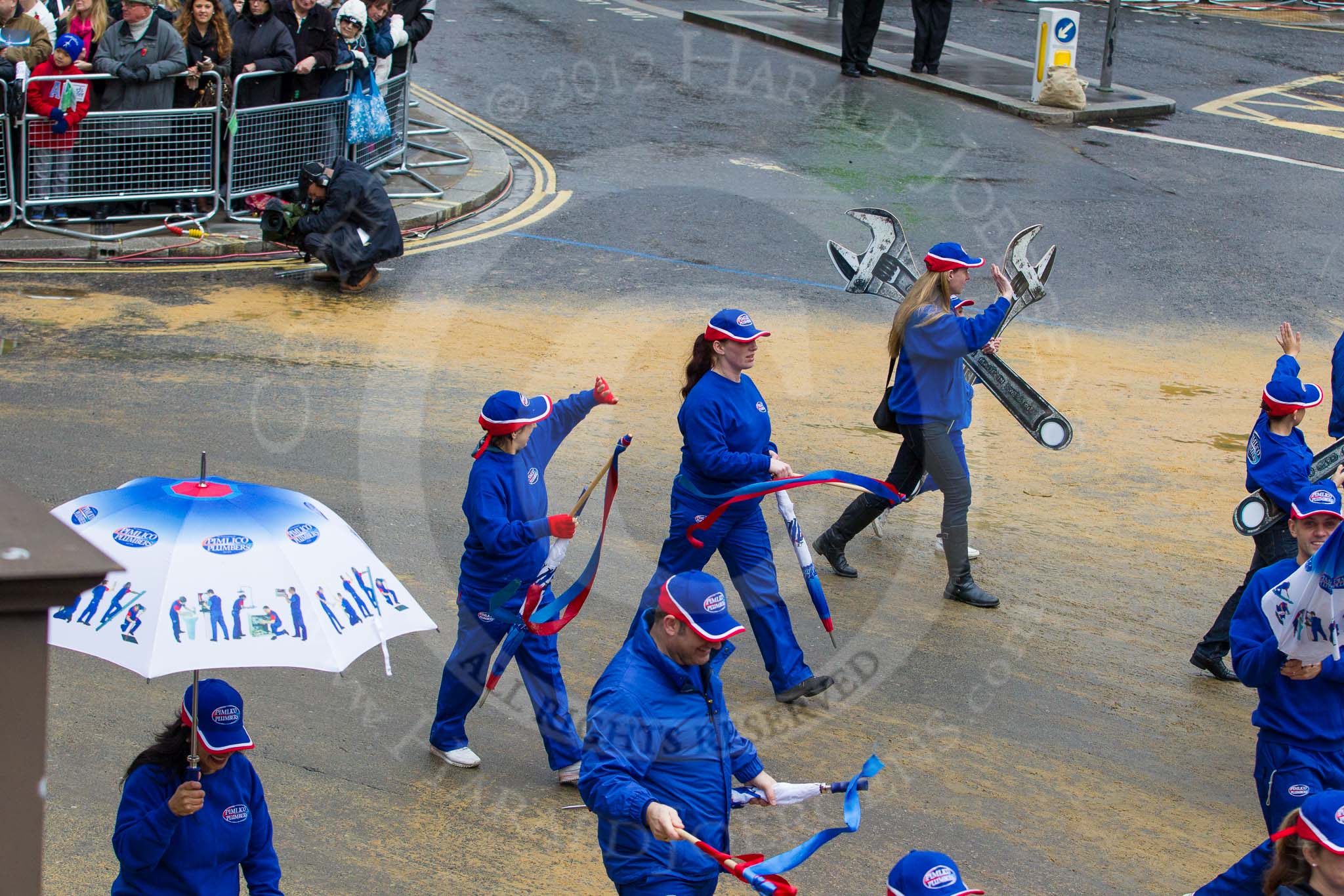 Lord Mayor's Show 2012: Entry 107 - Pimlico Plumbers..
Press stand opposite Mansion House, City of London,
London,
Greater London,
United Kingdom,
on 10 November 2012 at 11:54, image #1530