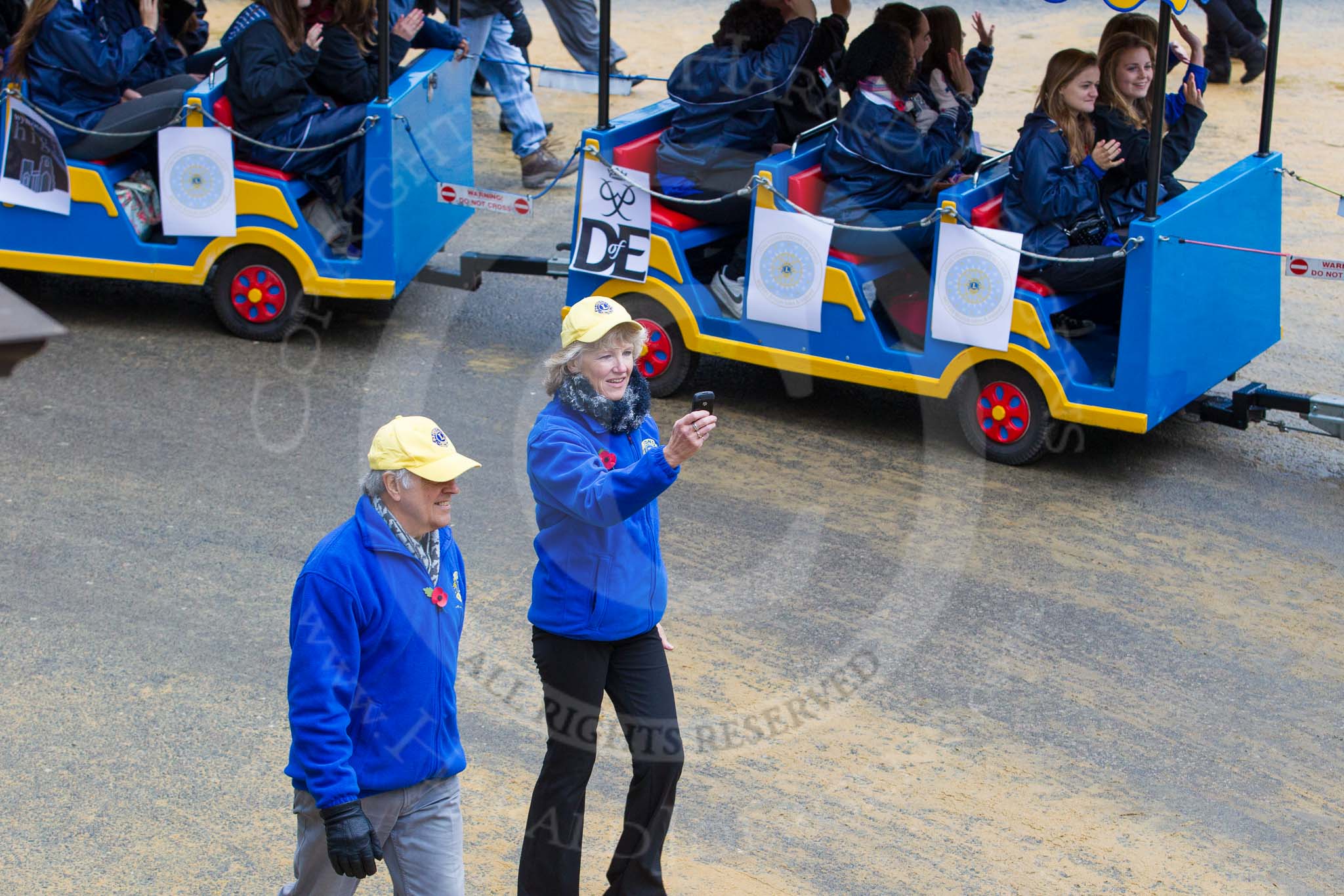 Lord Mayor's Show 2012: Entry 110 - Lions Clubs International..
Press stand opposite Mansion House, City of London,
London,
Greater London,
United Kingdom,
on 10 November 2012 at 11:55, image #1571