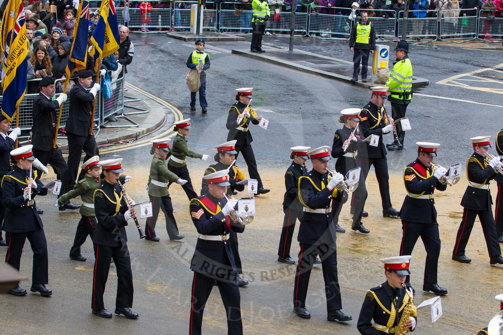 Lord Mayor's Show 2012: Entry 111 - Surbiton Royal British Legion Band..
Press stand opposite Mansion House, City of London,
London,
Greater London,
United Kingdom,
on 10 November 2012 at 11:56, image #1603