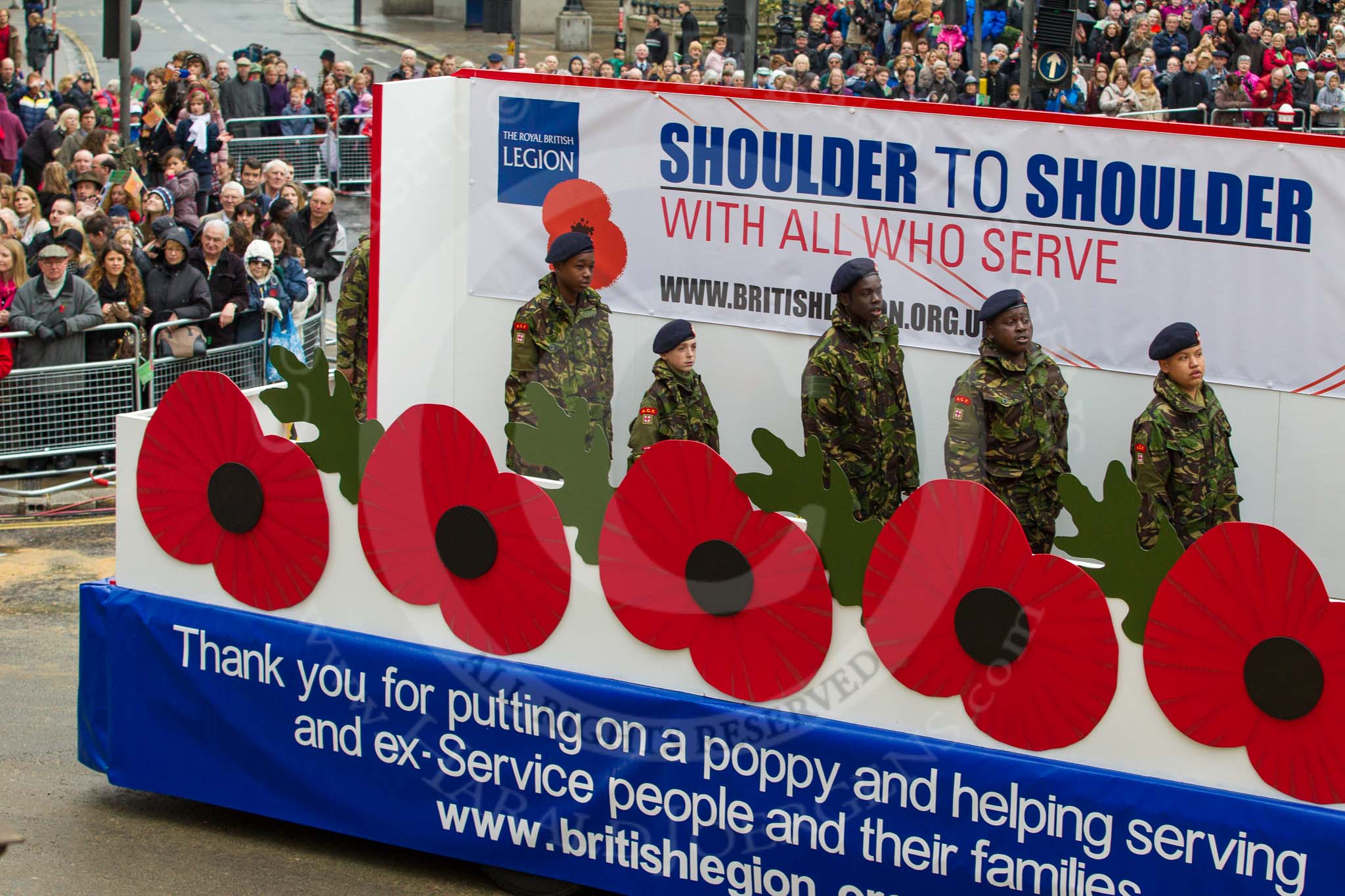 Lord Mayor's Show 2012: Entry 112 - Royal British Legion..
Press stand opposite Mansion House, City of London,
London,
Greater London,
United Kingdom,
on 10 November 2012 at 11:57, image #1618