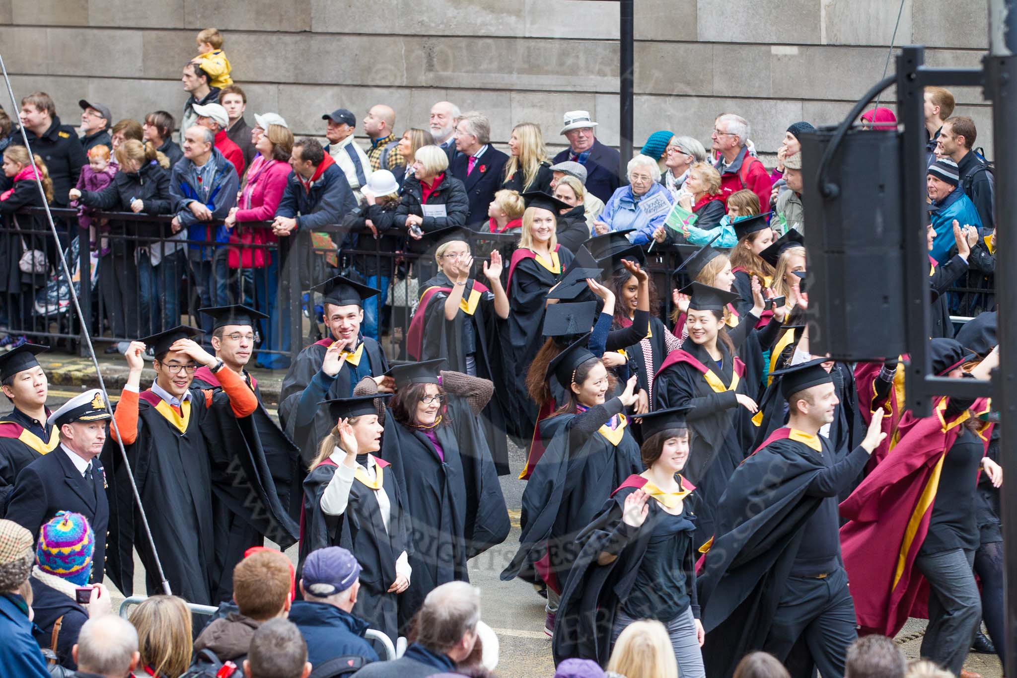 Lord Mayor's Show 2012: Entry 113 - City University London..
Press stand opposite Mansion House, City of London,
London,
Greater London,
United Kingdom,
on 10 November 2012 at 11:57, image #1620