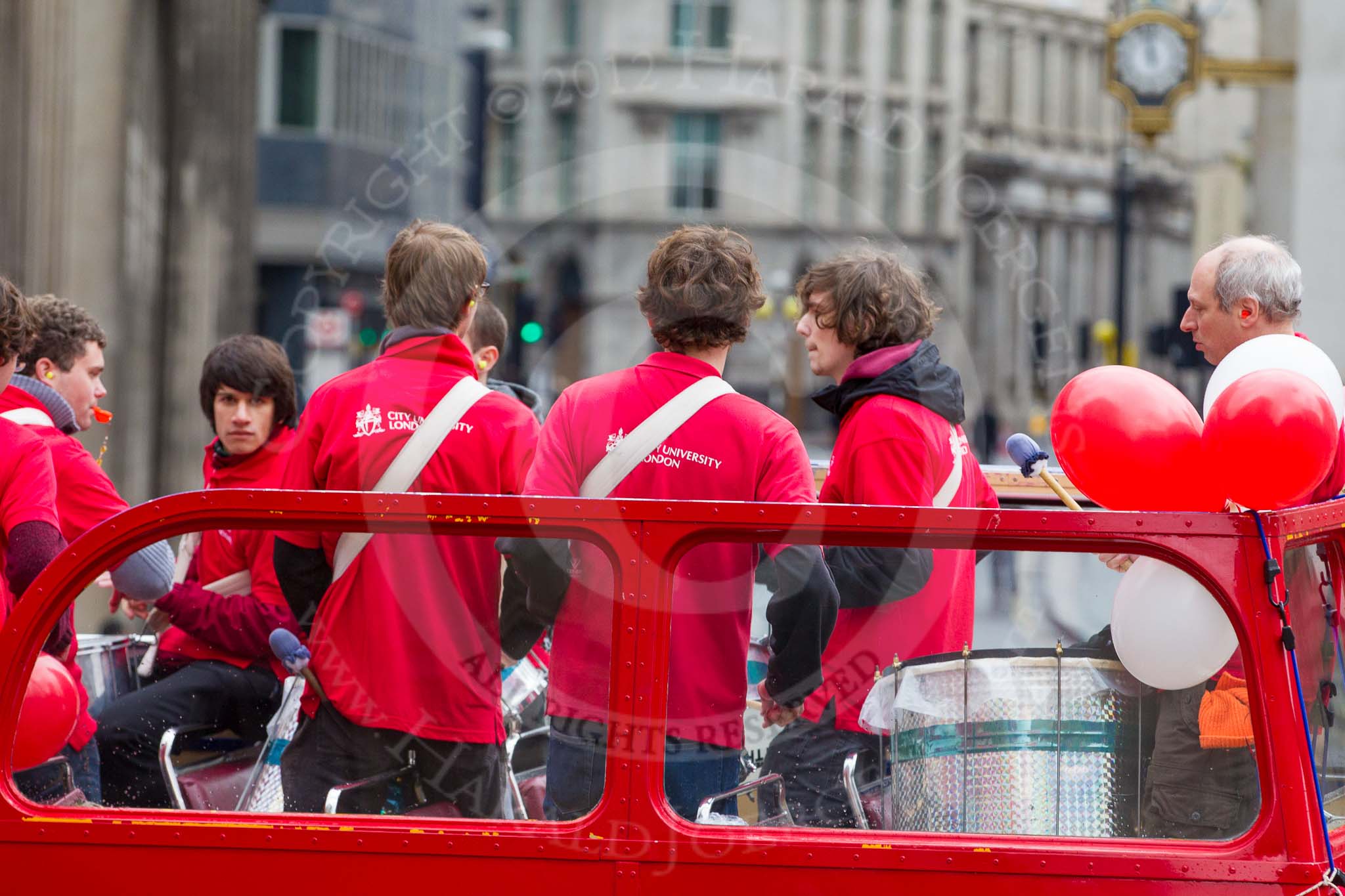 Lord Mayor's Show 2012: Entry 113 - City University London..
Press stand opposite Mansion House, City of London,
London,
Greater London,
United Kingdom,
on 10 November 2012 at 11:57, image #1635