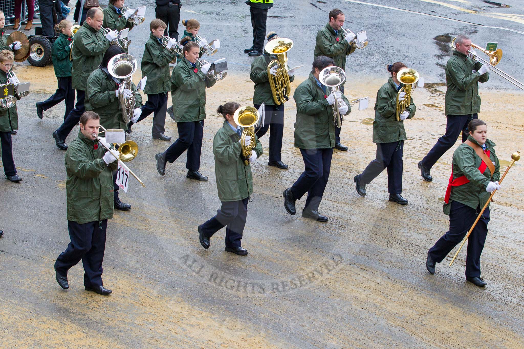 Lord Mayor's Show 2012: Entry 117 - 1st Hook Scout & Guide Band..
Press stand opposite Mansion House, City of London,
London,
Greater London,
United Kingdom,
on 10 November 2012 at 11:59, image #1667