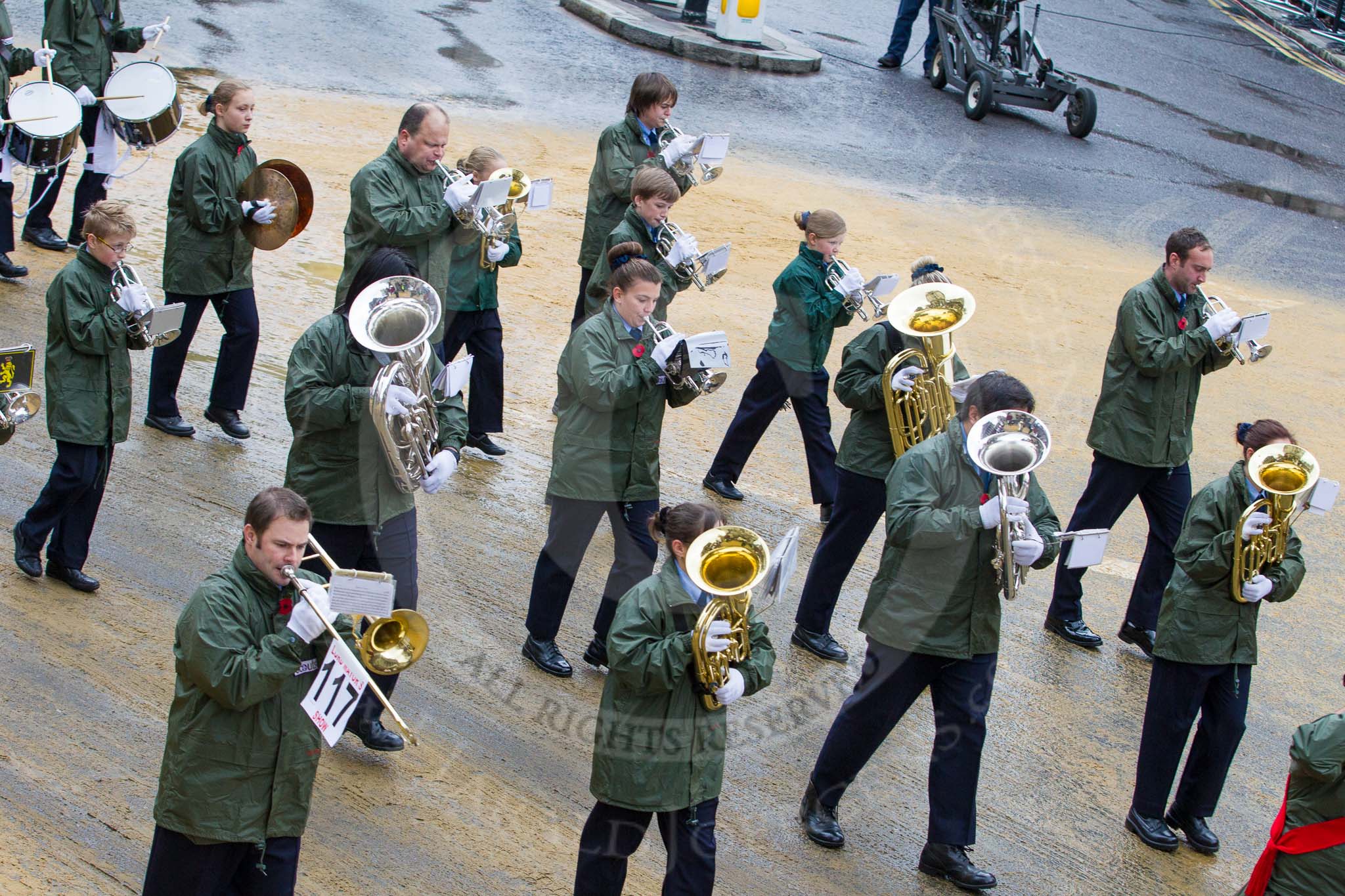 Lord Mayor's Show 2012: Entry 117 - 1st Hook Scout & Guide Band..
Press stand opposite Mansion House, City of London,
London,
Greater London,
United Kingdom,
on 10 November 2012 at 11:59, image #1670