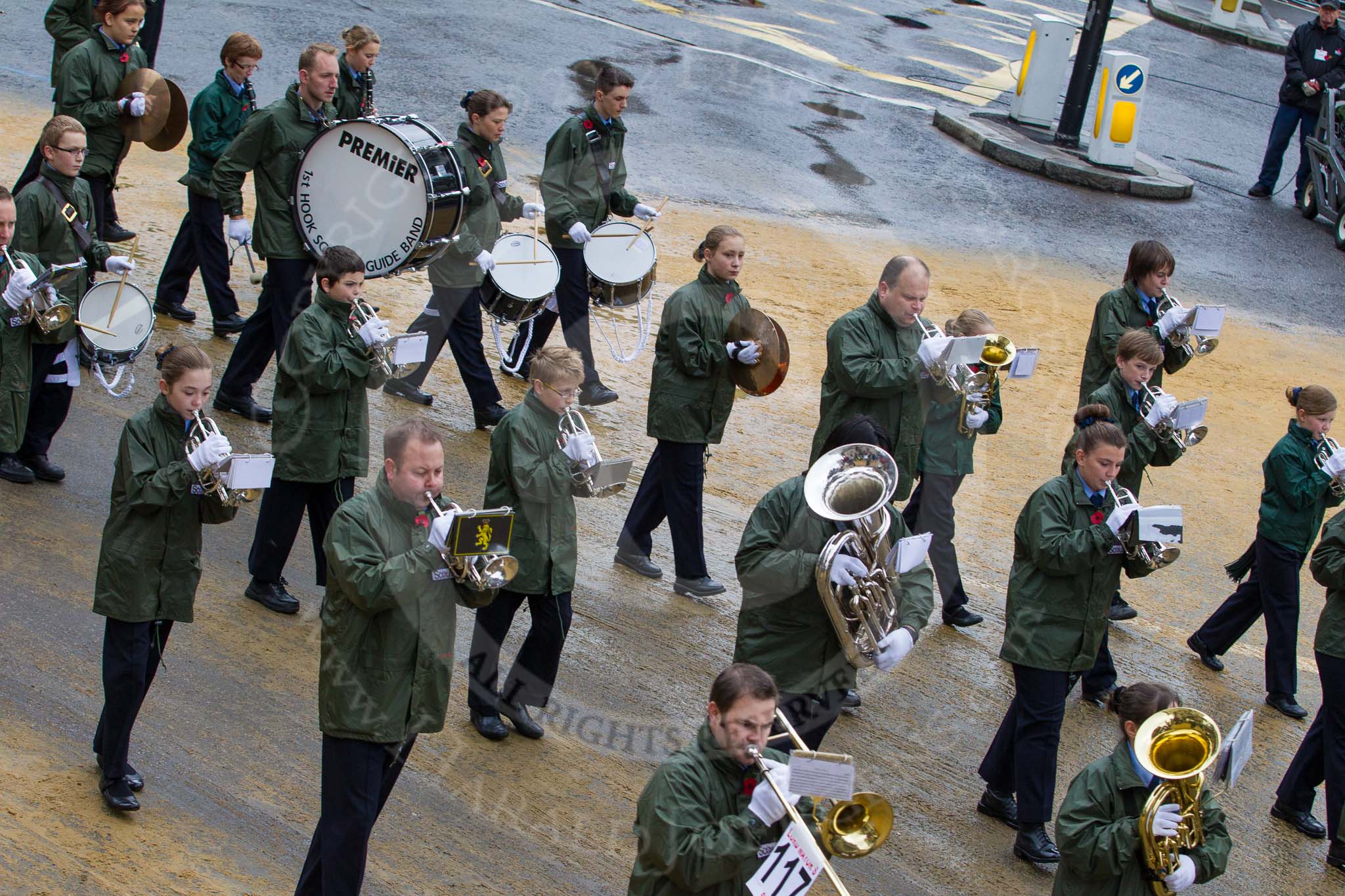 Lord Mayor's Show 2012: Entry 117 - 1st Hook Scout & Guide Band..
Press stand opposite Mansion House, City of London,
London,
Greater London,
United Kingdom,
on 10 November 2012 at 11:59, image #1671