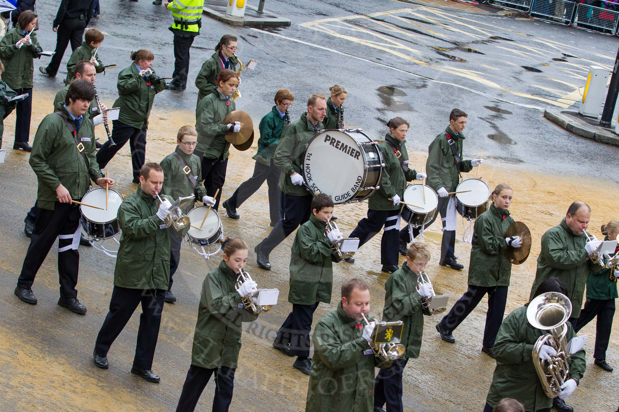 Lord Mayor's Show 2012: Entry 117 - 1st Hook Scout & Guide Band..
Press stand opposite Mansion House, City of London,
London,
Greater London,
United Kingdom,
on 10 November 2012 at 11:59, image #1672