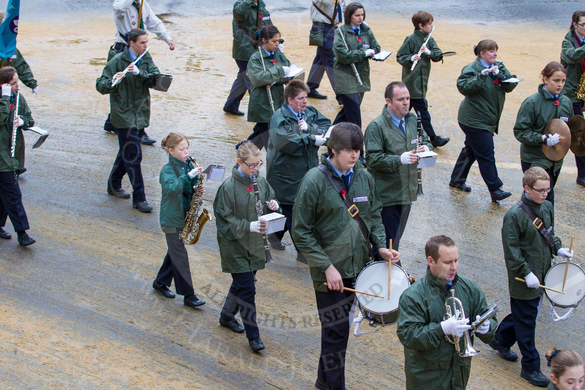 Lord Mayor's Show 2012: Entry 117 - 1st Hook Scout & Guide Band..
Press stand opposite Mansion House, City of London,
London,
Greater London,
United Kingdom,
on 10 November 2012 at 11:59, image #1677