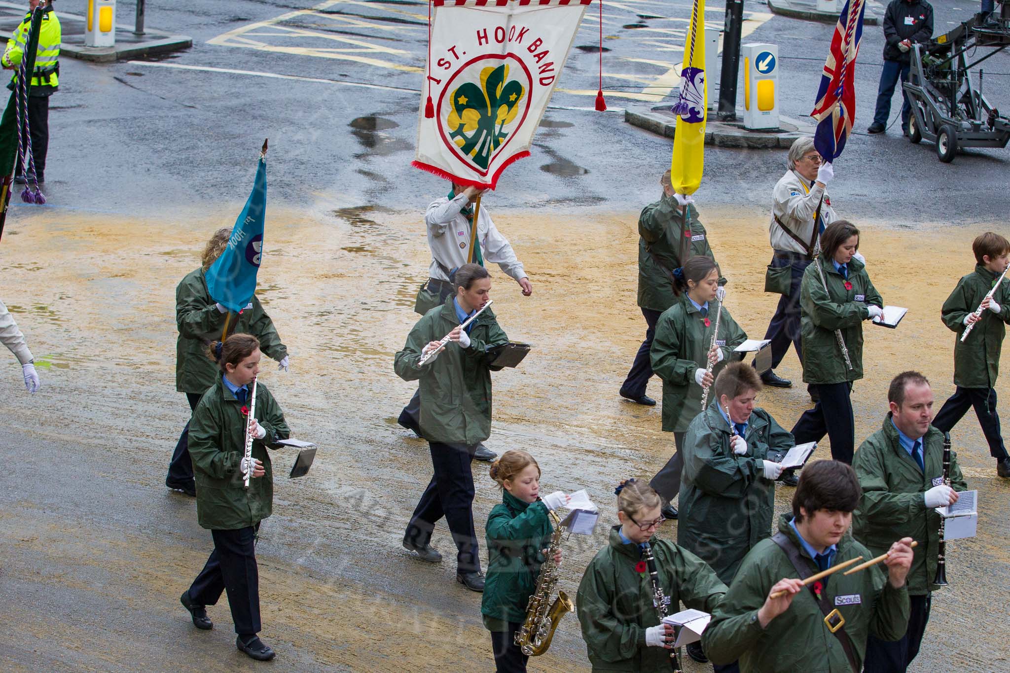 Lord Mayor's Show 2012: Entry 117 - 1st Hook Scout & Guide Band..
Press stand opposite Mansion House, City of London,
London,
Greater London,
United Kingdom,
on 10 November 2012 at 11:59, image #1679