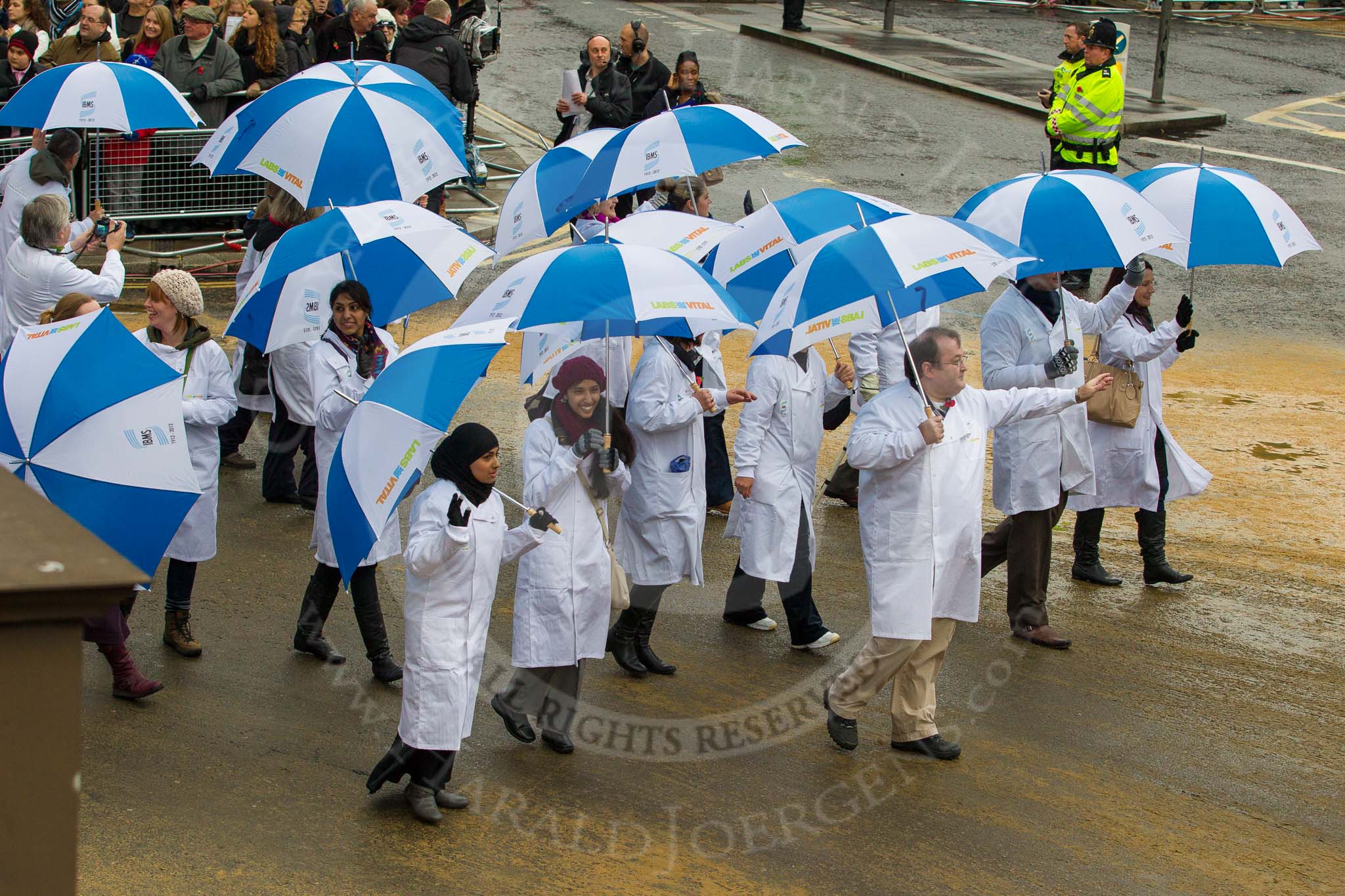 Lord Mayor's Show 2012: Entry 120 - IBMS Centenary, the Institute for Biomedical Science..
Press stand opposite Mansion House, City of London,
London,
Greater London,
United Kingdom,
on 10 November 2012 at 12:00, image #1703