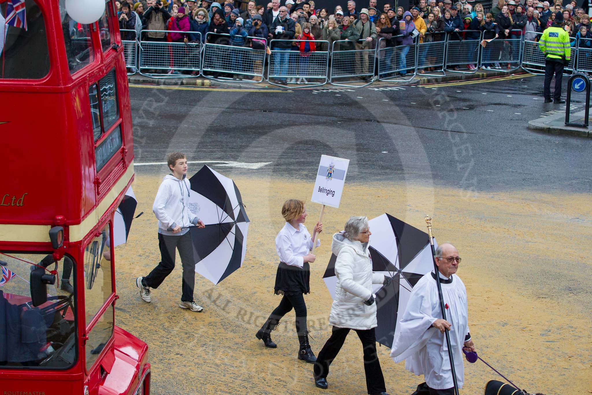 Lord Mayor's Show 2012: Entry 121 - Worshipful Company of Parish Clerks..
Press stand opposite Mansion House, City of London,
London,
Greater London,
United Kingdom,
on 10 November 2012 at 12:01, image #1721