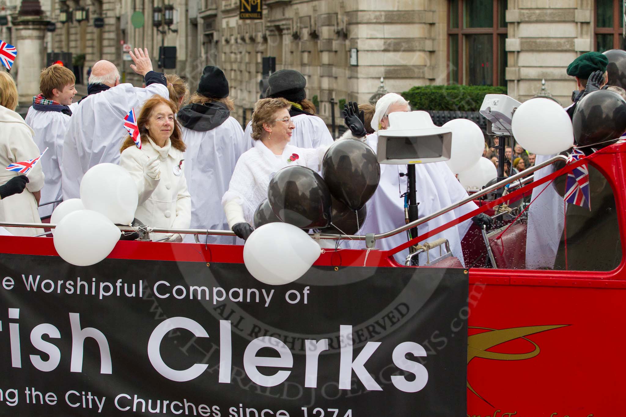Lord Mayor's Show 2012: Entry 121 - Worshipful Company of Parish Clerks..
Press stand opposite Mansion House, City of London,
London,
Greater London,
United Kingdom,
on 10 November 2012 at 12:01, image #1722