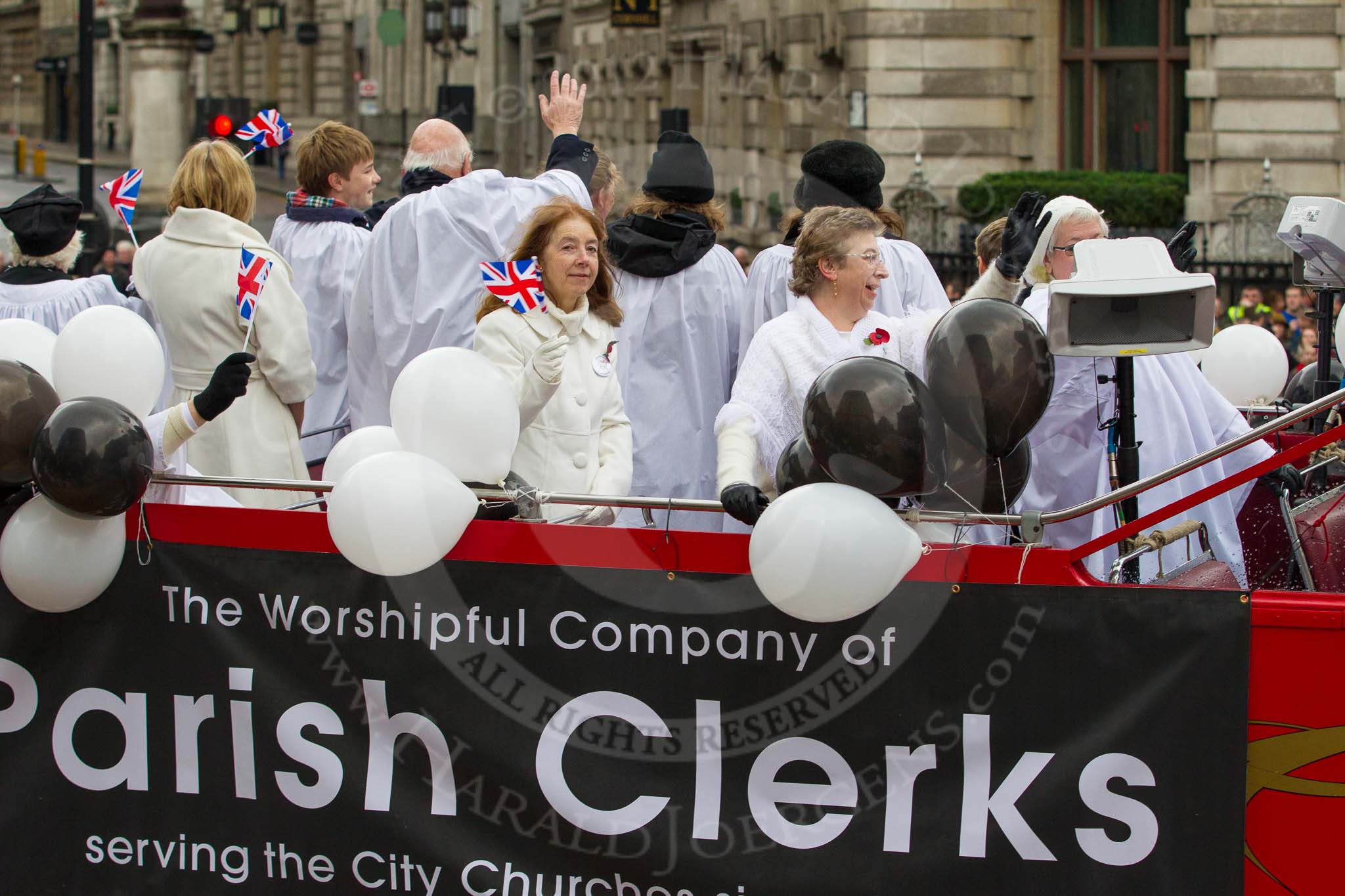 Lord Mayor's Show 2012: Entry 121 - Worshipful Company of Parish Clerks..
Press stand opposite Mansion House, City of London,
London,
Greater London,
United Kingdom,
on 10 November 2012 at 12:01, image #1723