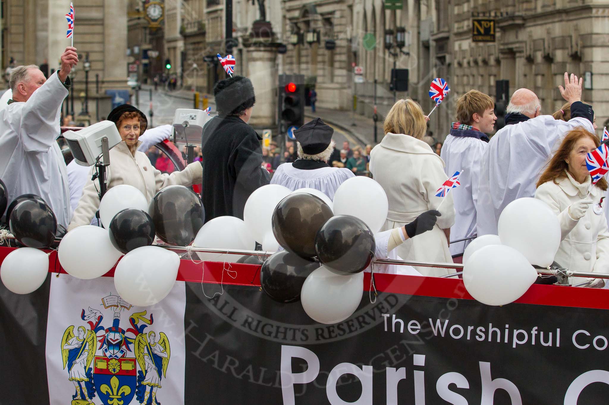 Lord Mayor's Show 2012: Entry 121 - Worshipful Company of Parish Clerks..
Press stand opposite Mansion House, City of London,
London,
Greater London,
United Kingdom,
on 10 November 2012 at 12:01, image #1724