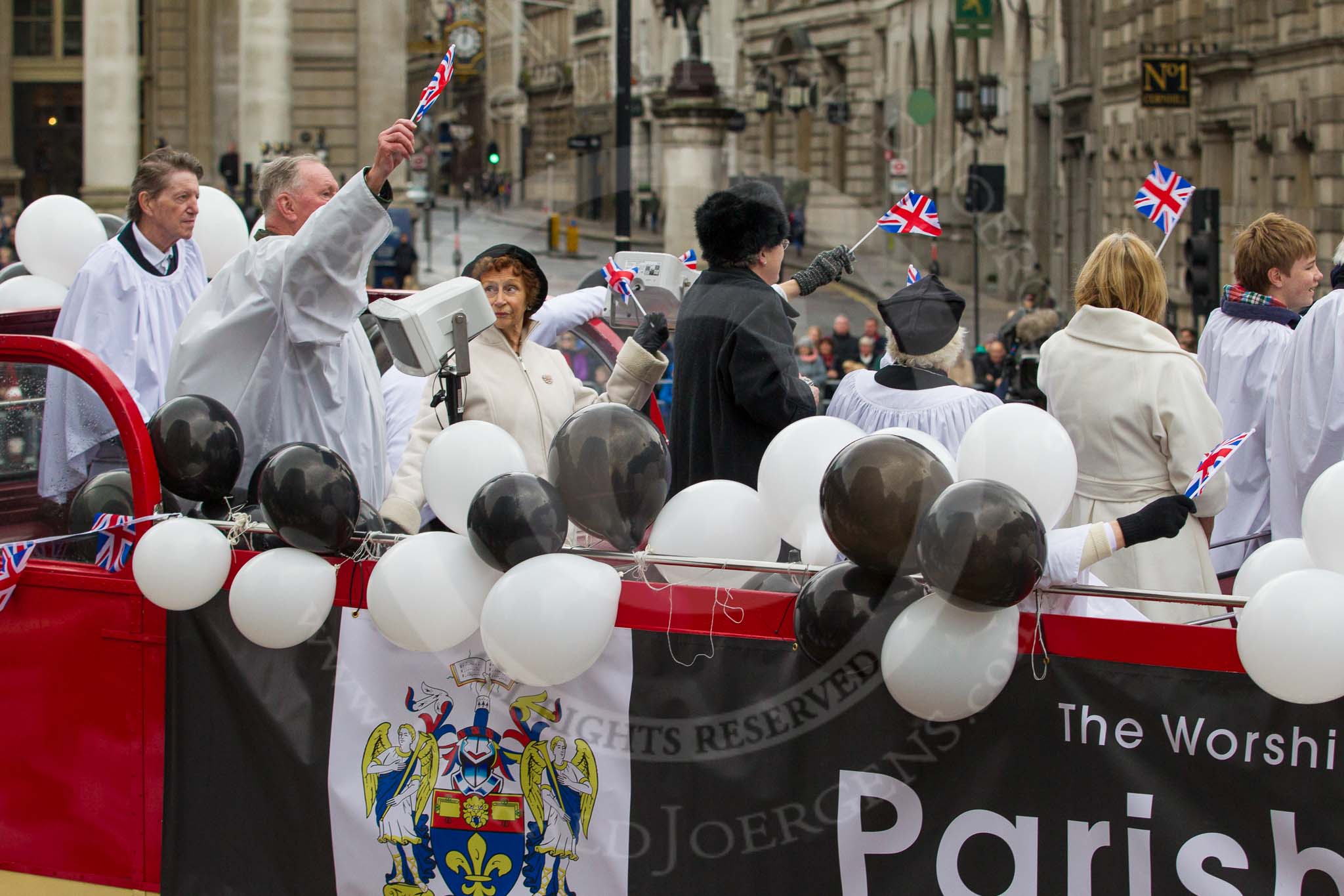 Lord Mayor's Show 2012: Entry 121 - Worshipful Company of Parish Clerks..
Press stand opposite Mansion House, City of London,
London,
Greater London,
United Kingdom,
on 10 November 2012 at 12:01, image #1725