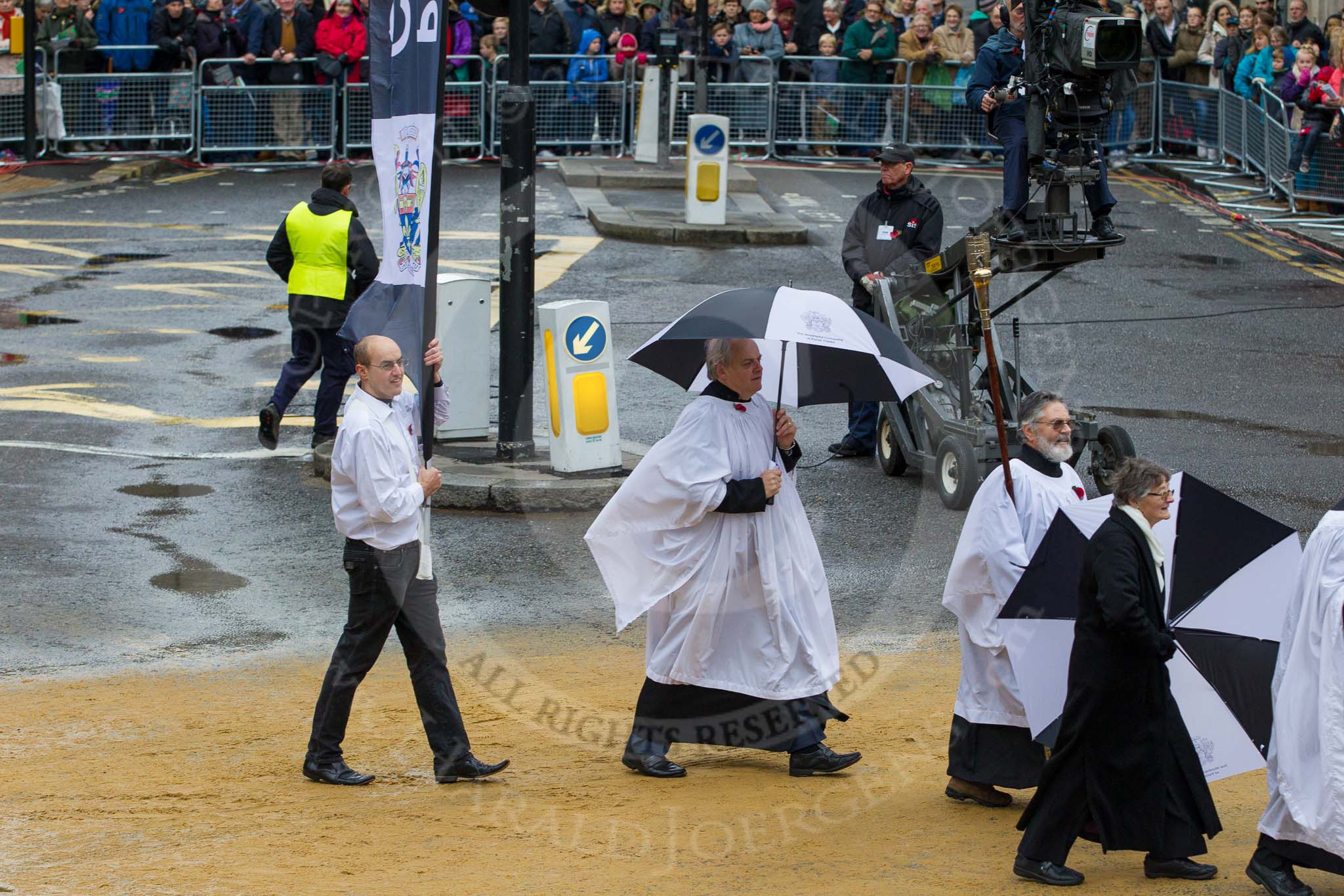 Lord Mayor's Show 2012: Entry 121 - Worshipful Company of Parish Clerks..
Press stand opposite Mansion House, City of London,
London,
Greater London,
United Kingdom,
on 10 November 2012 at 12:01, image #1733