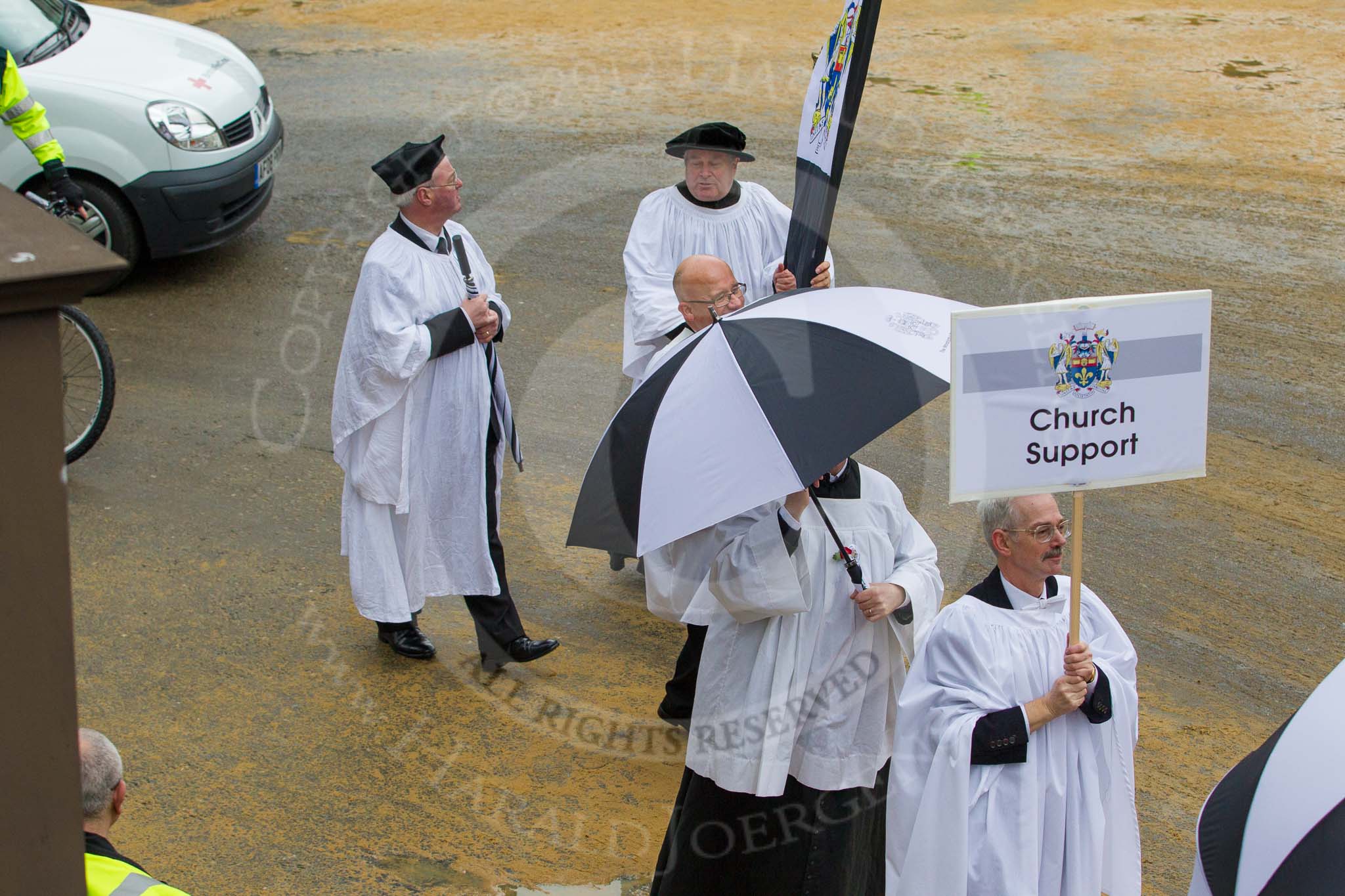 Lord Mayor's Show 2012: Entry 121 - Worshipful Company of Parish Clerks..
Press stand opposite Mansion House, City of London,
London,
Greater London,
United Kingdom,
on 10 November 2012 at 12:01, image #1735