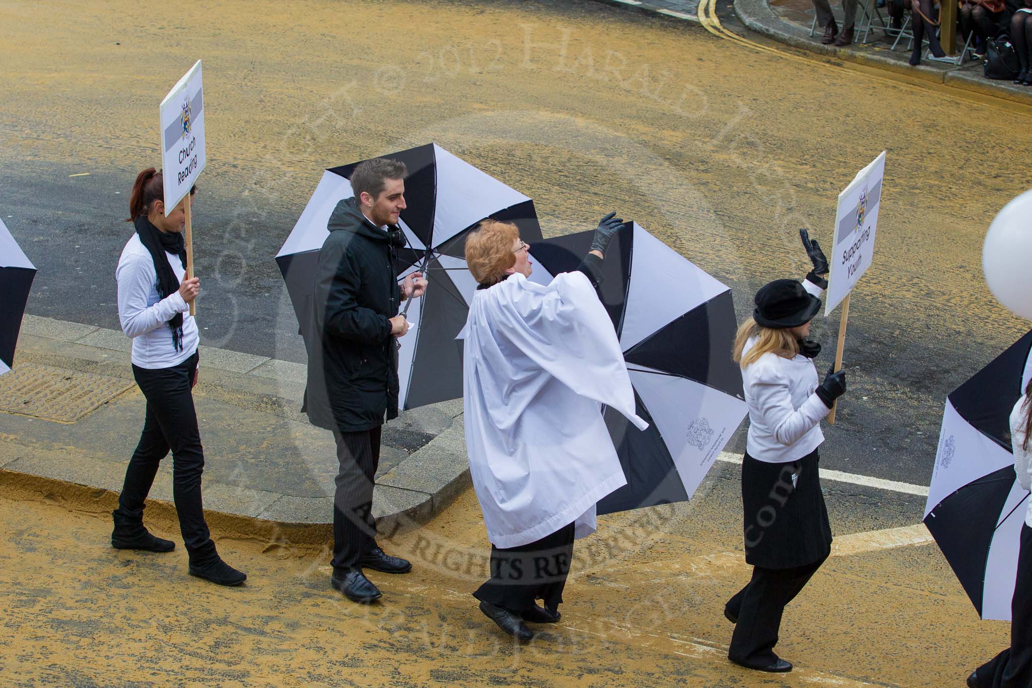 Lord Mayor's Show 2012: Entry 121 - Worshipful Company of Parish Clerks..
Press stand opposite Mansion House, City of London,
London,
Greater London,
United Kingdom,
on 10 November 2012 at 12:01, image #1738