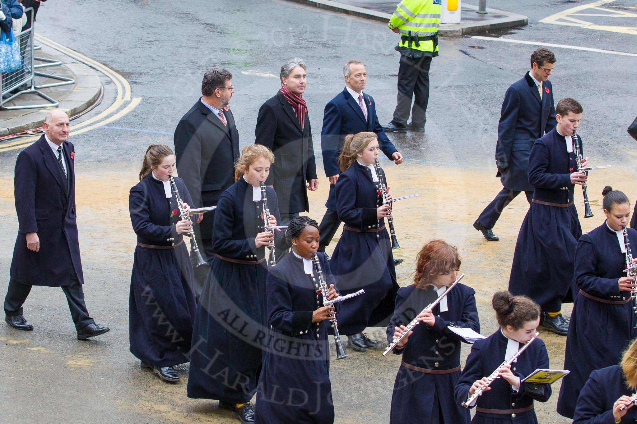 Lord Mayor's Show 2012: Entry 123 - Christ's Hospital School Band..
Press stand opposite Mansion House, City of London,
London,
Greater London,
United Kingdom,
on 10 November 2012 at 12:02, image #1793