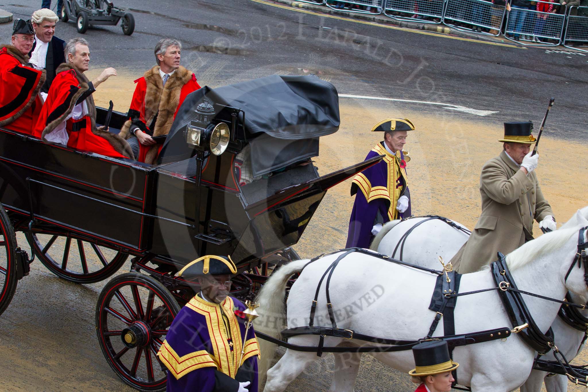 Lord Mayor's Show 2012.
Press stand opposite Mansion House, City of London,
London,
Greater London,
United Kingdom,
on 10 November 2012 at 12:05, image #1853
