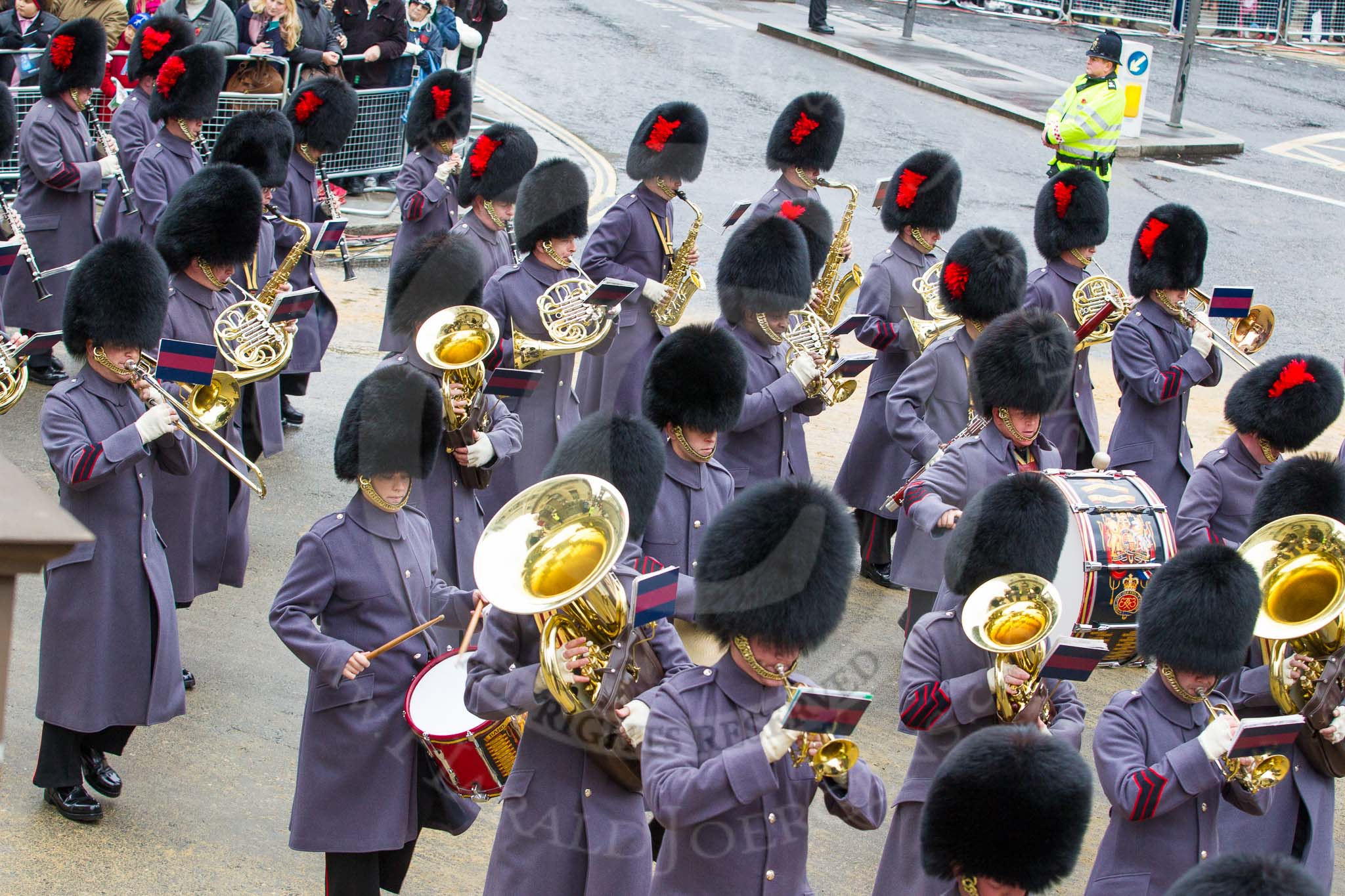 Lord Mayor's Show 2012: Entry 139 - The Band of the Coldstream Guards..
Press stand opposite Mansion House, City of London,
London,
Greater London,
United Kingdom,
on 10 November 2012 at 12:06, image #1892