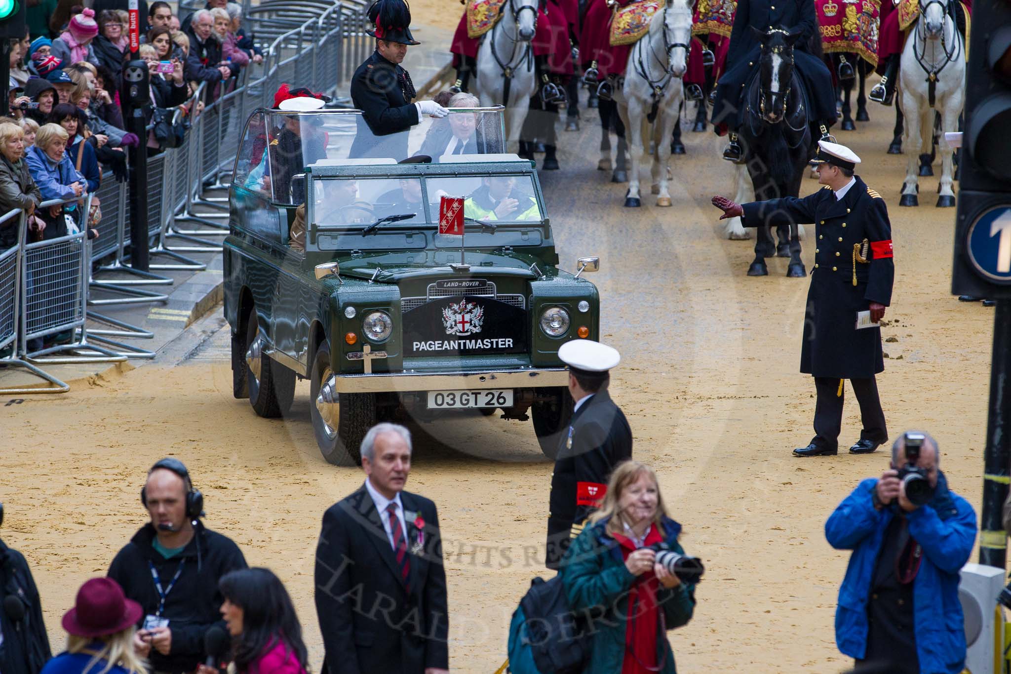 Lord Mayor's Show 2012: Entry 143 - The Pageantmaster, Dominic Reid, leaving Mansion House St Paul's Cathedral..
Press stand opposite Mansion House, City of London,
London,
Greater London,
United Kingdom,
on 10 November 2012 at 12:07, image #1898