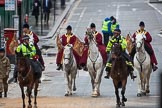 Lord Mayor's Show 2012: The arrival of the Household Cavalry State Trumpeters..
Press stand opposite Mansion House, City of London,
London,
Greater London,
United Kingdom,
on 10 November 2012 at 10:05, image #23