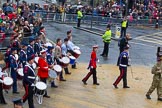 Lord Mayor's Show 2012: Entry 29 - National Youth Marching Band, lead by Senior Drum Major Dean Ongley of the Redhill Corps of Drums & Band..
Press stand opposite Mansion House, City of London,
London,
Greater London,
United Kingdom,
on 10 November 2012 at 11:12, image #458