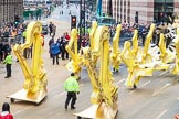 Lord Mayor's Show 2012: Entry 30 - City of London Solicitors' Company with giant musical notes and intruments..
Press stand opposite Mansion House, City of London,
London,
Greater London,
United Kingdom,
on 10 November 2012 at 11:14, image #507