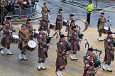 Lord Mayor's Show 2012: Entry 48 - The Pipes & Drums of the London Regiment, the only TA infantry battalion based in London..
Press stand opposite Mansion House, City of London,
London,
Greater London,
United Kingdom,
on 10 November 2012 at 11:21, image #656
