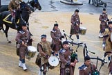 Lord Mayor's Show 2012: Entry 48 - The Pipes & Drums of the London Regiment, the only TA infantry battalion based in London..
Press stand opposite Mansion House, City of London,
London,
Greater London,
United Kingdom,
on 10 November 2012 at 11:21, image #662