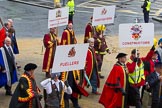 Lord Mayor's Show 2012: Entrry 104 - Modern Livery Companies, representing 26 Livery Companies..
Press stand opposite Mansion House, City of London,
London,
Greater London,
United Kingdom,
on 10 November 2012 at 11:51, image #1412
