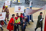 Lord Mayor's Show 2012: Entrry 104 - Modern Livery Companies, representing 26 Livery Companies..
Press stand opposite Mansion House, City of London,
London,
Greater London,
United Kingdom,
on 10 November 2012 at 11:51, image #1413
