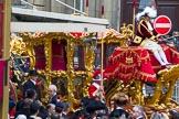Lord Mayor's Show 2012: Entry 149 - The Rt Hon The Lord Mayor of London, Alderman Roger Gifford, here his State Coach..
Press stand opposite Mansion House, City of London,
London,
Greater London,
United Kingdom,
on 10 November 2012 at 12:10, image #1921