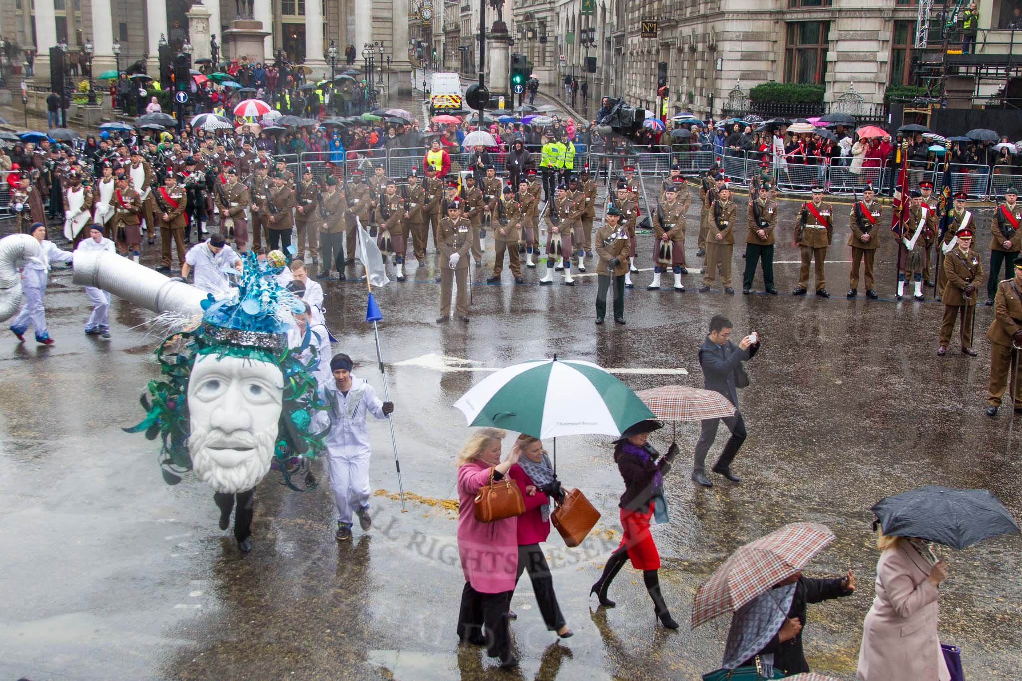 Lord Mayor's Show 2013: 3-Women in the City & Livery, the cross-section of City women from UK, Europe, USA, Malaysia and China follow by CMS Cameron McKenna, a global law firm..
Press stand opposite Mansion House, City of London,
London,
Greater London,
United Kingdom,
on 09 November 2013 at 11:01, image #150