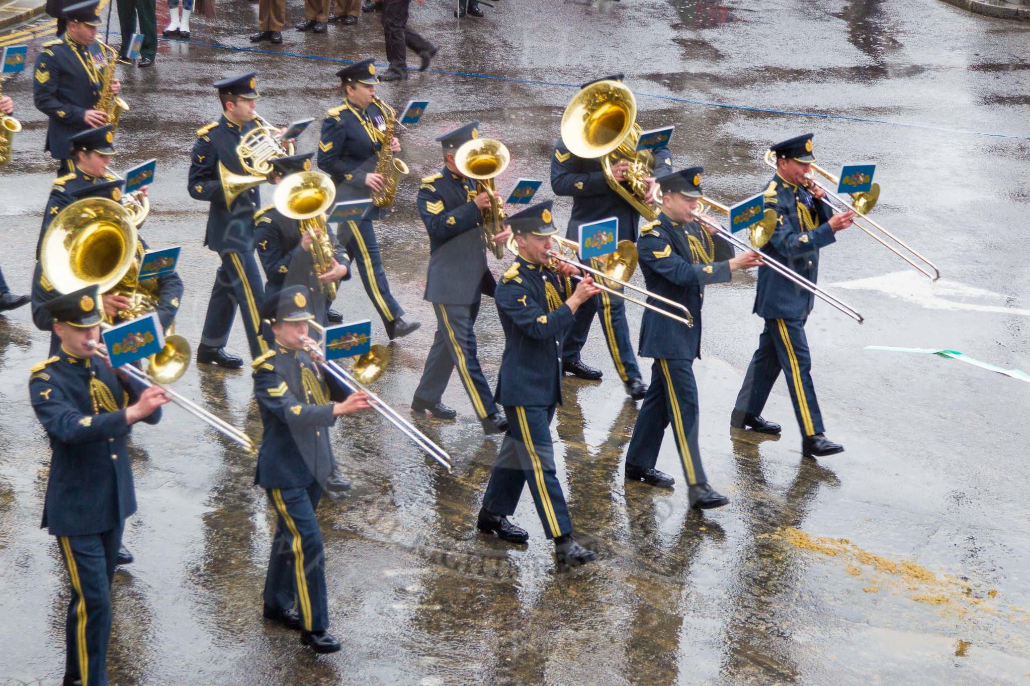 Lord Mayor's Show 2013: 15-Band of The Royal Air Force-The Central Band of the Royal Air Force is one of the oldest band in RAF..
Press stand opposite Mansion House, City of London,
London,
Greater London,
United Kingdom,
on 09 November 2013 at 11:07, image #285