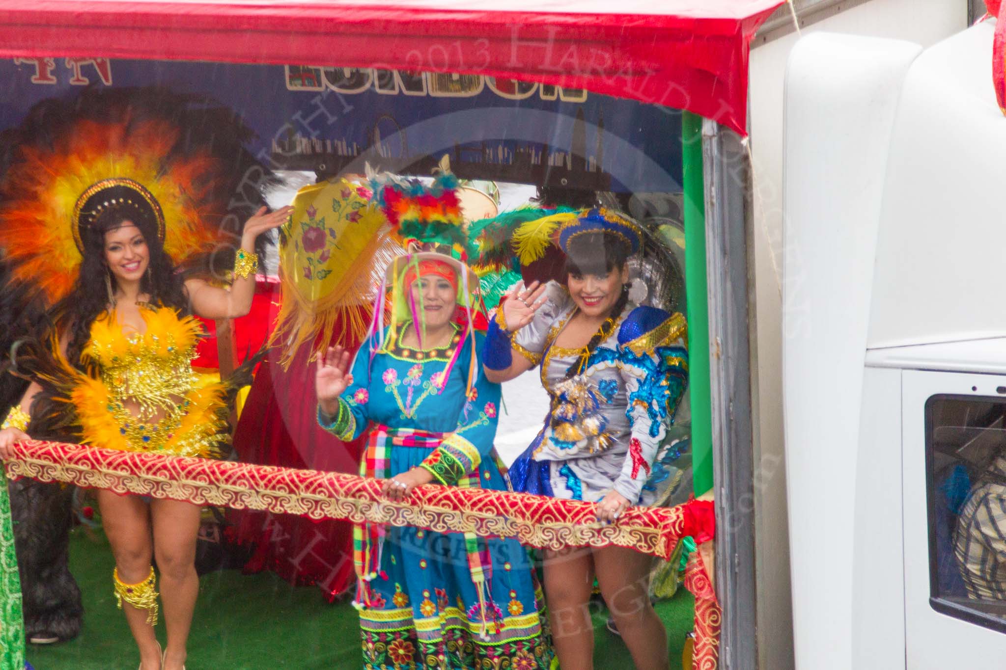 Lord Mayor's Show 2013: 20-Coporales San Simon Londres-community group that promotes Bolivian culture and folklore through performing traditional 'Caporales' dance..
Press stand opposite Mansion House, City of London,
London,
Greater London,
United Kingdom,
on 09 November 2013 at 11:09, image #309