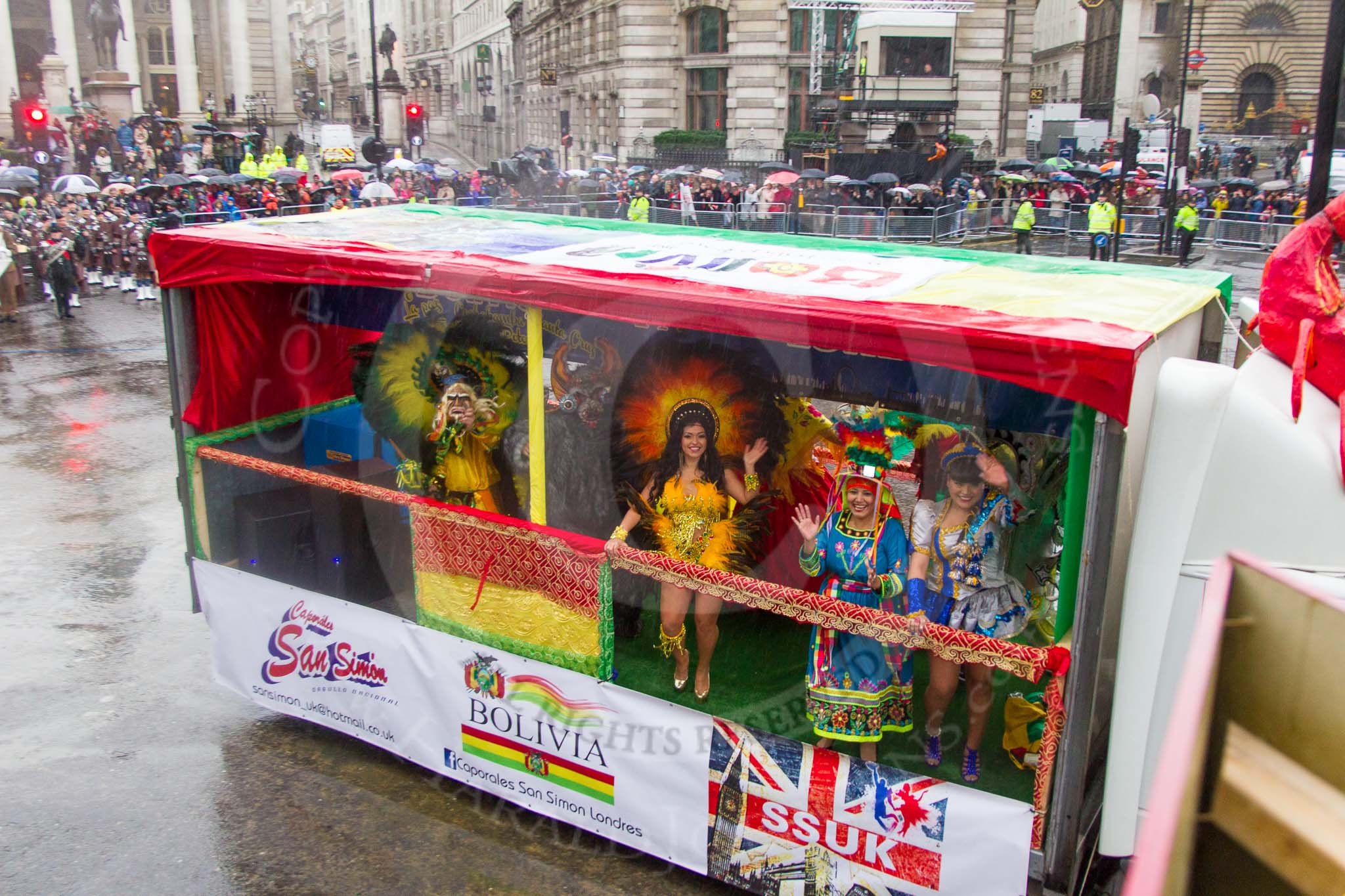 Lord Mayor's Show 2013: 20-Coporales San Simon Londres-community group that promotes Bolivian culture and folklore through performing traditional 'Caporales' dance..
Press stand opposite Mansion House, City of London,
London,
Greater London,
United Kingdom,
on 09 November 2013 at 11:09, image #312