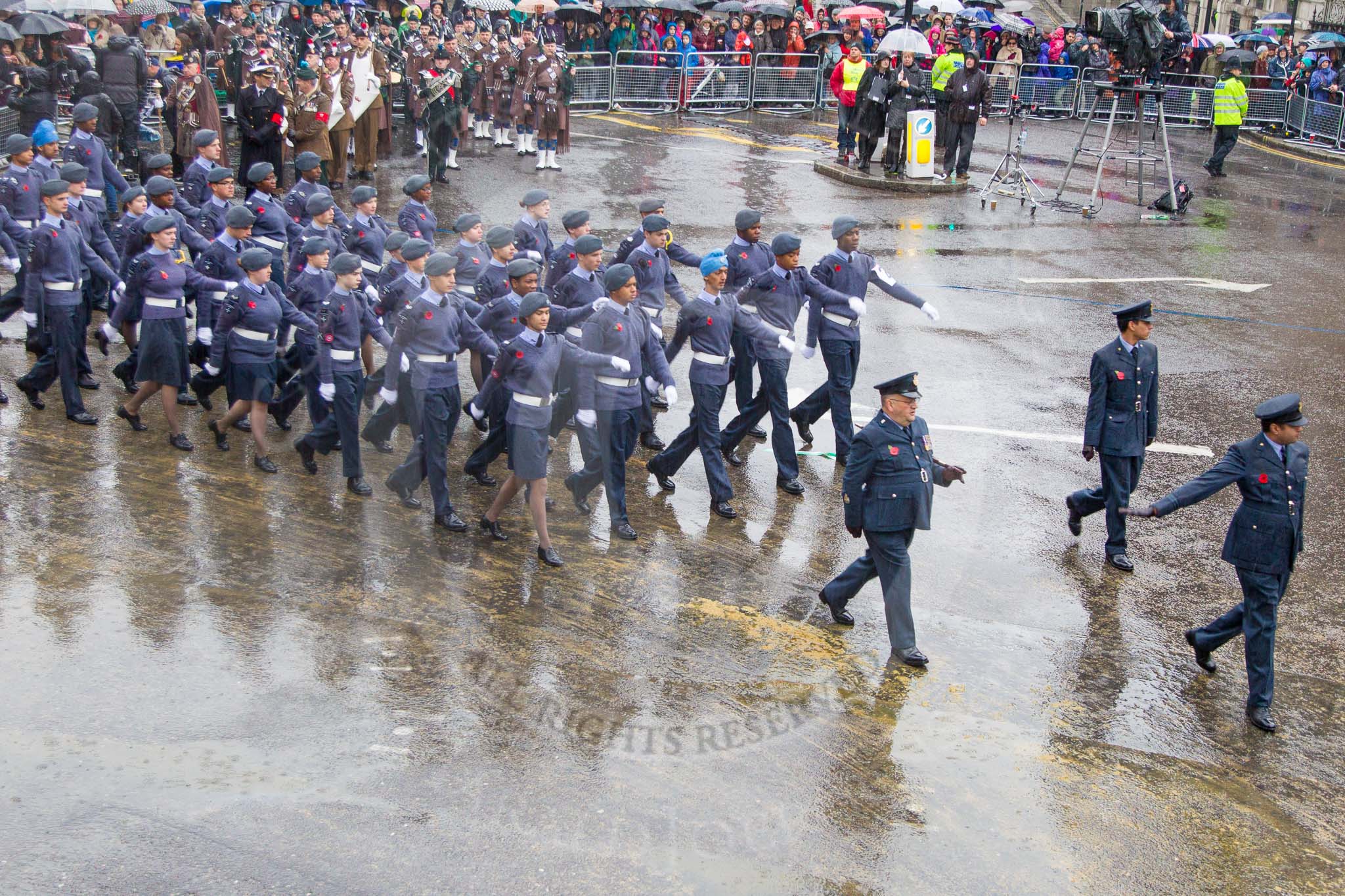 Lord Mayor's Show 2013: 23-Air Training Corps-national youth organisation with more than 40,000 members age between 13 and 20..
Press stand opposite Mansion House, City of London,
London,
Greater London,
United Kingdom,
on 09 November 2013 at 11:11, image #340