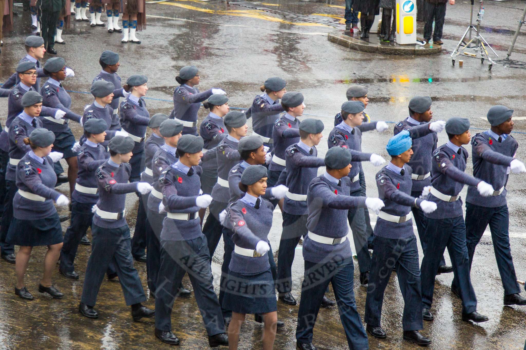 Lord Mayor's Show 2013: 23-Air Training Corps-national youth organisation with more than 40,000 members age between 13 and 20..
Press stand opposite Mansion House, City of London,
London,
Greater London,
United Kingdom,
on 09 November 2013 at 11:11, image #341