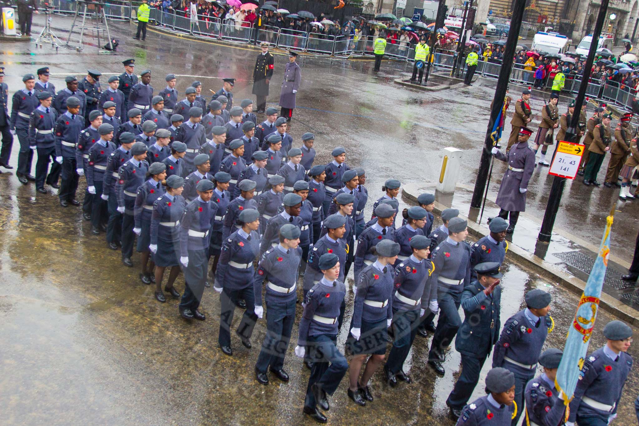 Lord Mayor's Show 2013: 23-Air Training Corps-national youth organisation with more than 40,000 members age between 13 and 20..
Press stand opposite Mansion House, City of London,
London,
Greater London,
United Kingdom,
on 09 November 2013 at 11:12, image #352