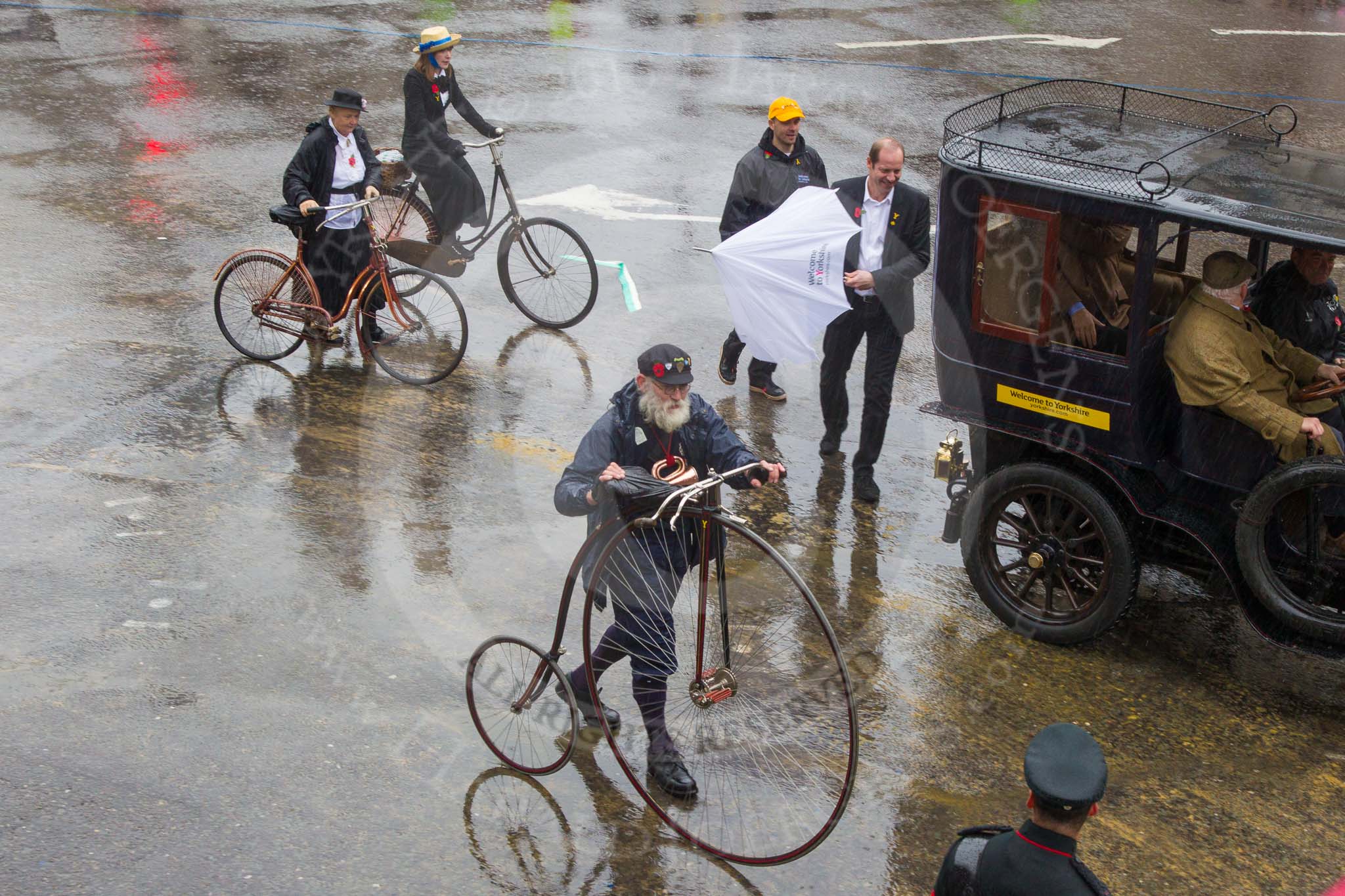 Lord Mayor's Show 2013: 39-Welcome to Yorkshire- The Tour de France Grand Depart is in Yorkshire in 2014. To celebrate, Welcome Yorkshire displays bicycles old and new..
Press stand opposite Mansion House, City of London,
London,
Greater London,
United Kingdom,
on 09 November 2013 at 11:21, image #496