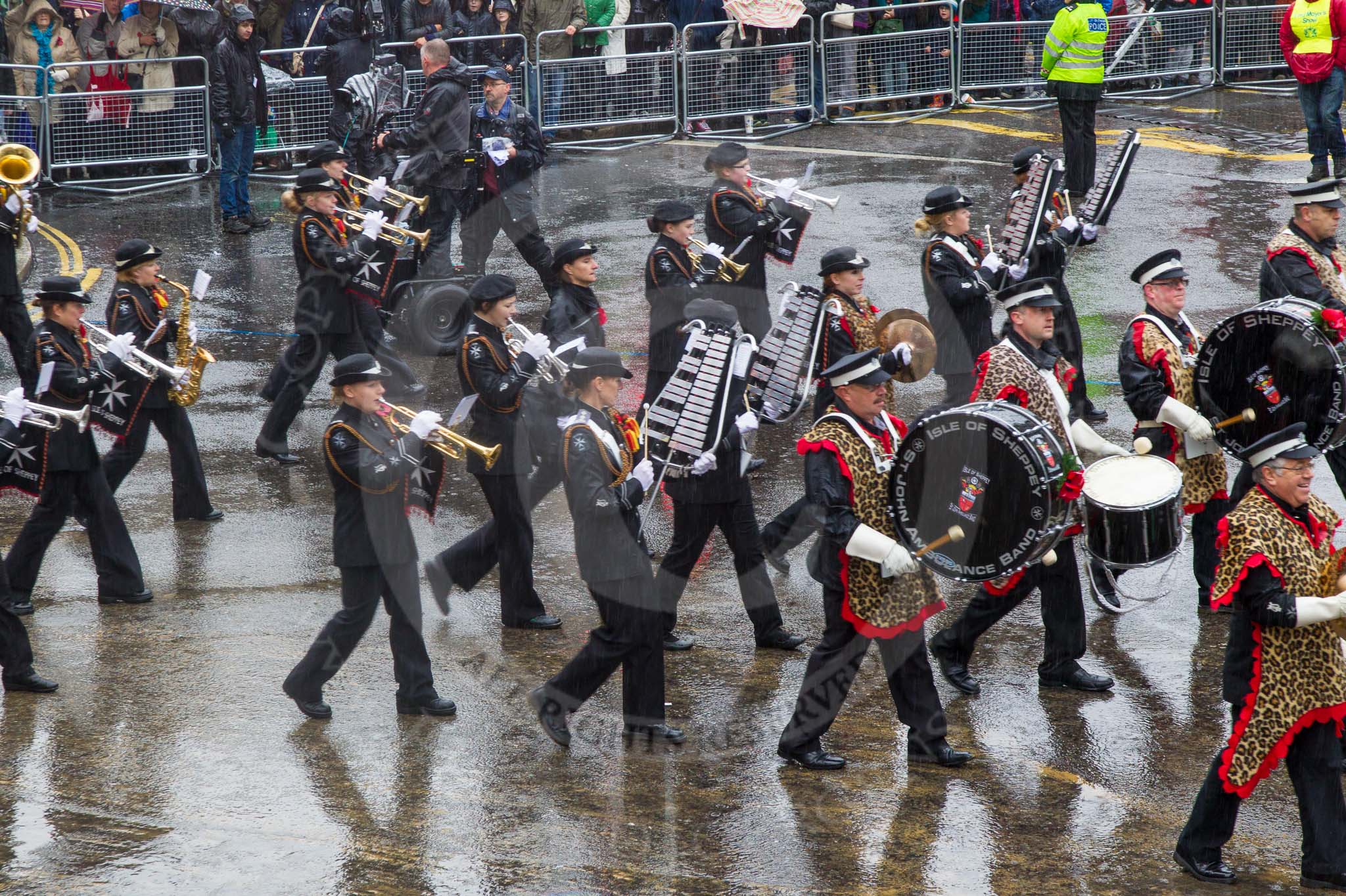 Lord Mayor's Show 2013: 42- Isle of Sheppey St John Ambulance Band-band has been performing since 1946.Its members are aged from 11 to 76 and all are volunteers..
Press stand opposite Mansion House, City of London,
London,
Greater London,
United Kingdom,
on 09 November 2013 at 11:22, image #527