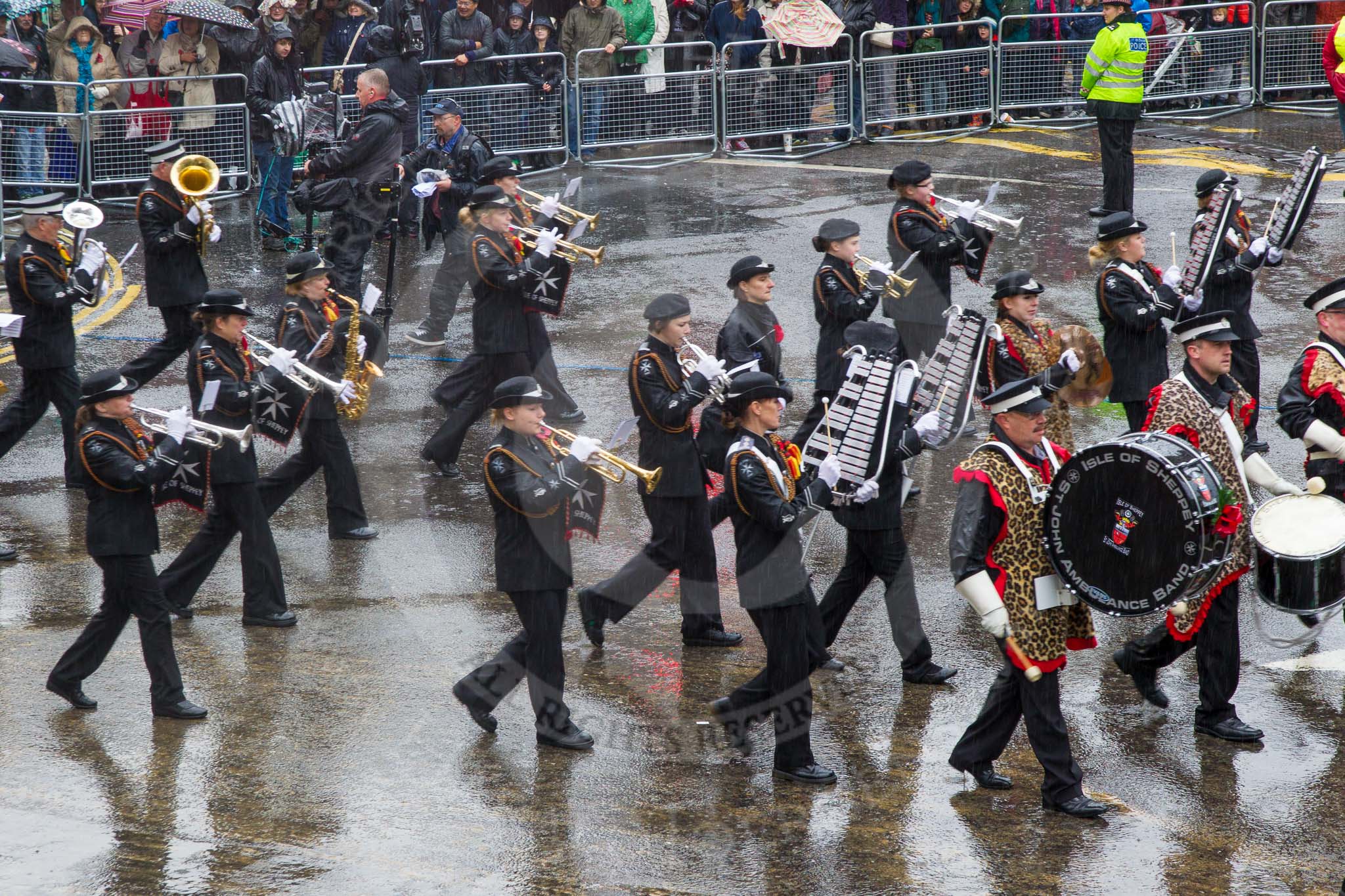 Lord Mayor's Show 2013: 42- Isle of Sheppey St John Ambulance Band-band has been performing since 1946.Its members are aged from 11 to 76 and all are volunteers..
Press stand opposite Mansion House, City of London,
London,
Greater London,
United Kingdom,
on 09 November 2013 at 11:22, image #528