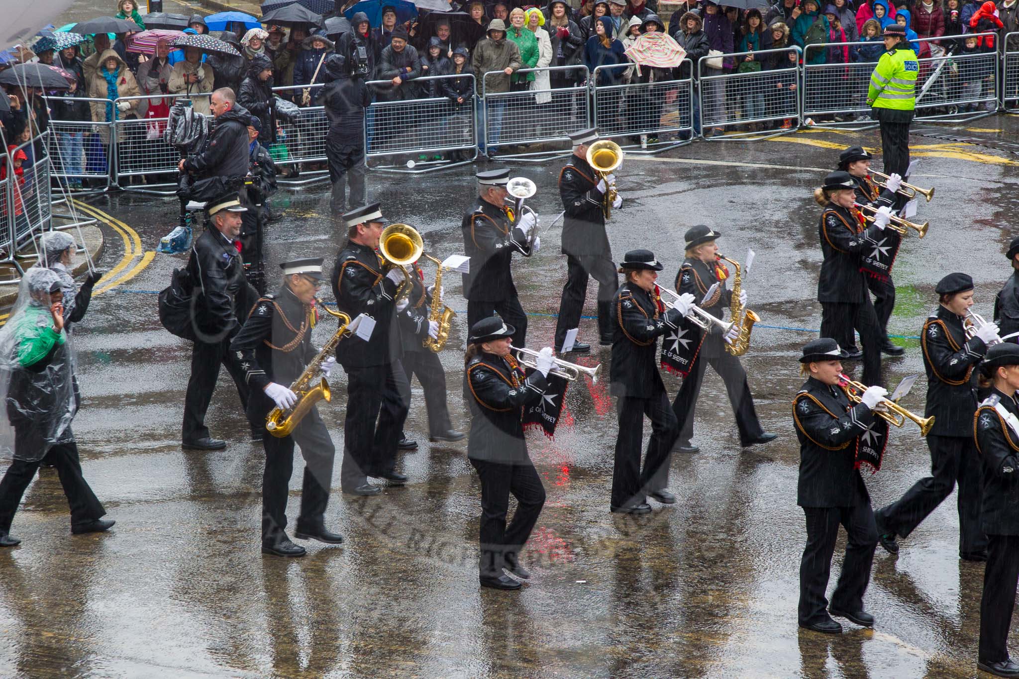 Lord Mayor's Show 2013: 42- Isle of Sheppey St John Ambulance Band-band has been performing since 1946.Its members are aged from 11 to 76 and all are volunteers..
Press stand opposite Mansion House, City of London,
London,
Greater London,
United Kingdom,
on 09 November 2013 at 11:23, image #531