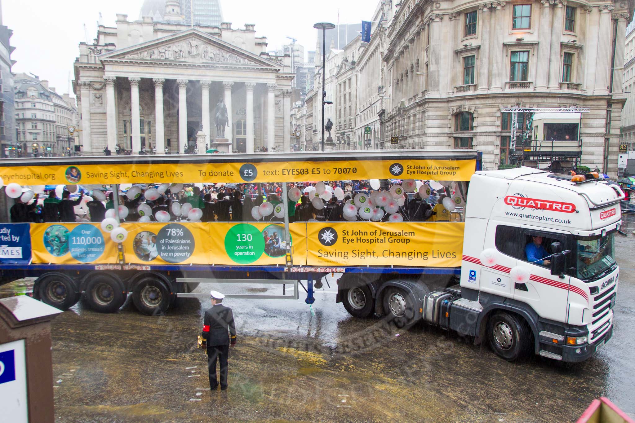 Lord Mayor's Show 2013: 43-St John Ambulance and St.John of Jerusalem Eye Hospital Group- who run hospital and clinics in Jerusalem, Hebron, the West Bank and Gaza..
Press stand opposite Mansion House, City of London,
London,
Greater London,
United Kingdom,
on 09 November 2013 at 11:23, image #542