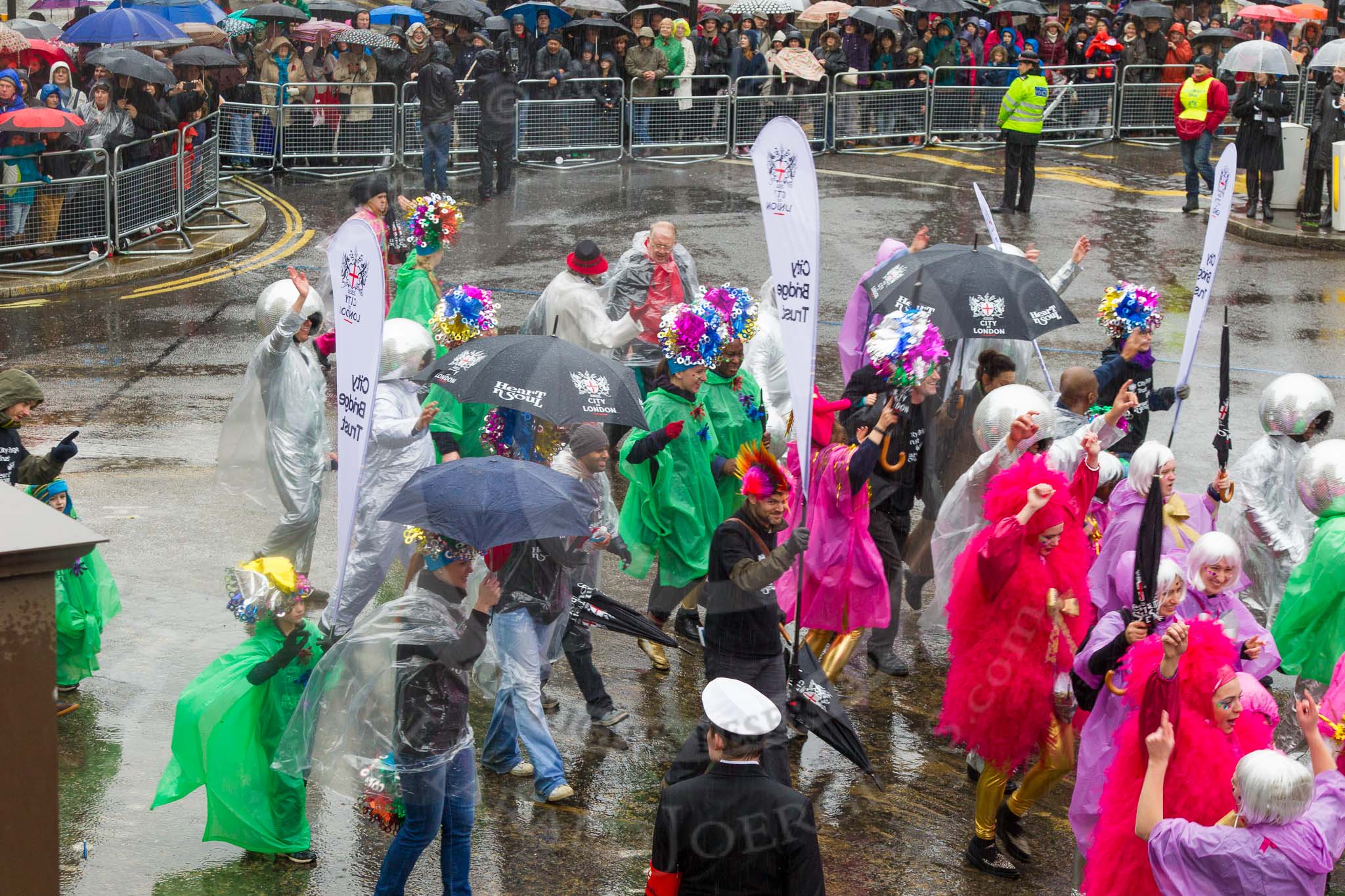 Lord Mayor's Show 2013: 44-City Bridge Trust Working with the Heart N Soul- Fish Police is performing their own brand of electronic future pop muisc while Heart N Soul DJs provide the beats..
Press stand opposite Mansion House, City of London,
London,
Greater London,
United Kingdom,
on 09 November 2013 at 11:23, image #555