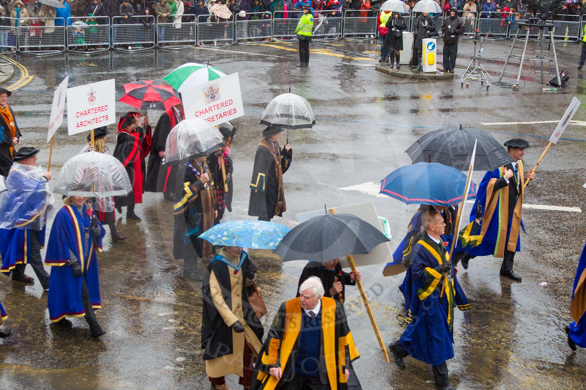 Lord Mayor's Show 2013: 46-Modern Livery Companies-Architects, Secretaries..
Press stand opposite Mansion House, City of London,
London,
Greater London,
United Kingdom,
on 09 November 2013 at 11:25, image #601