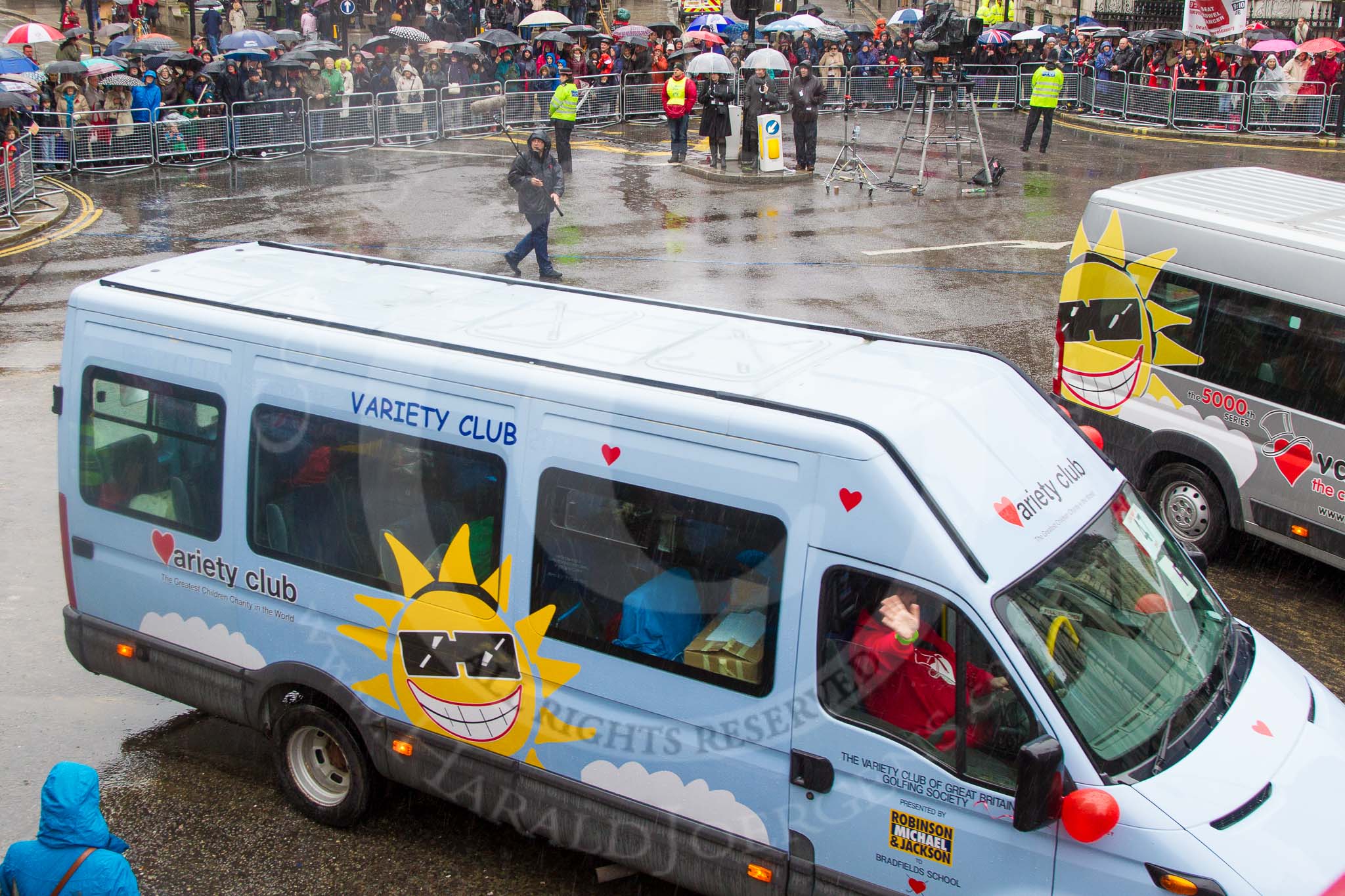 Lord Mayor's Show 2013: 47-Variety, The Children's Charity-for 50 years Variety Sunshine Coaches have provided access to a whole range of activities.This year they are jioned by Young Set dancers, clowns and unicyclists..
Press stand opposite Mansion House, City of London,
London,
Greater London,
United Kingdom,
on 09 November 2013 at 11:27, image #632